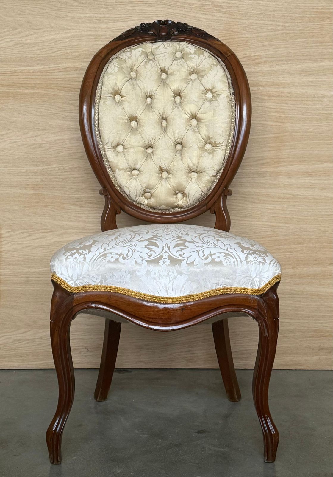 Ensemble de six fauteuils Louis XVI d'époque XIXe siècle en noyer massif, France ~ Fauteuils photo for sale