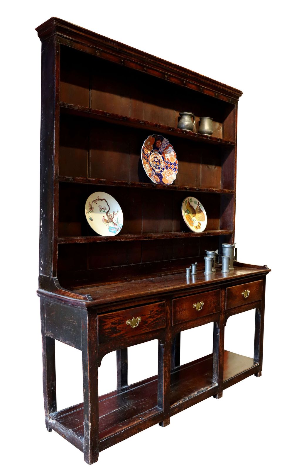 A Fine 18th Century Oak Pot Board Welsh Dresser, Retaining Its Original Rack photo furniture