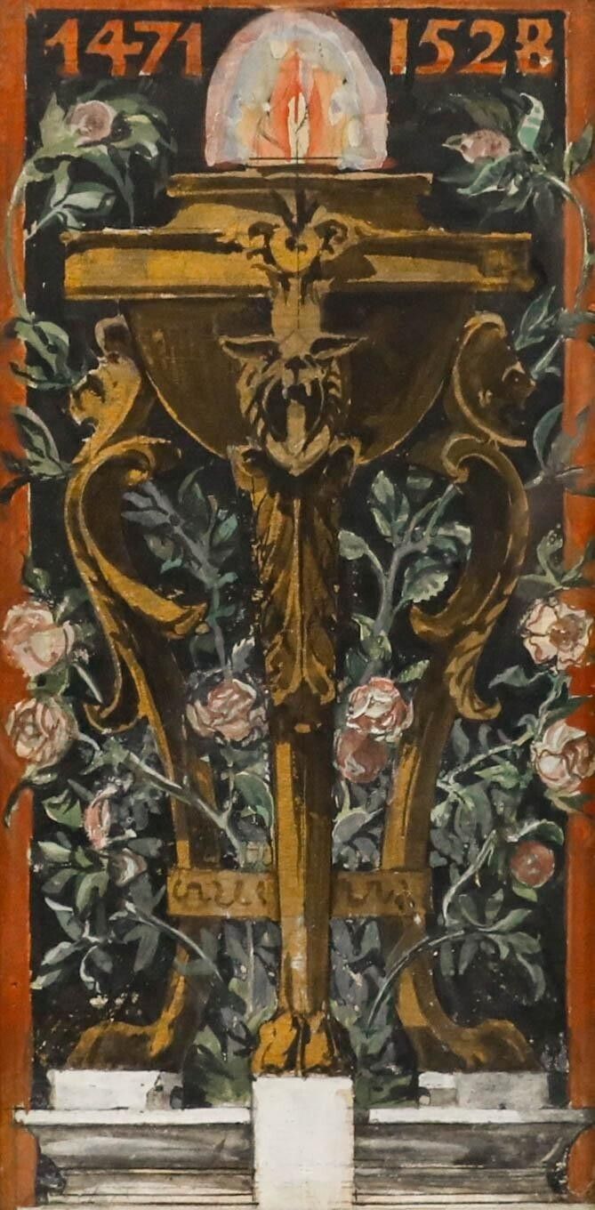 Adolf Schill (1848 1911)   Late 19th Century Watercolour, Memorial To Dürer I photo furniture