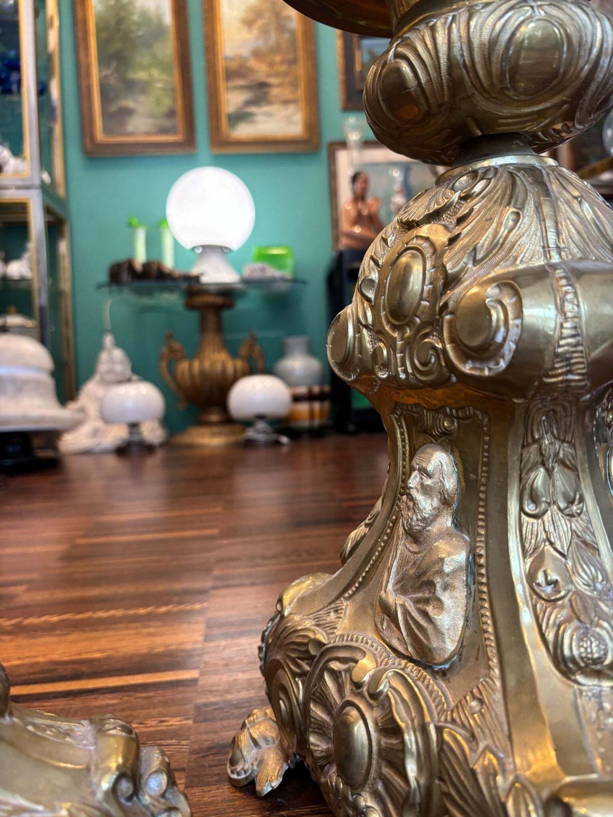 Pair Of 20th Century Metal Sheet Religious Candlesticks photo vinterior