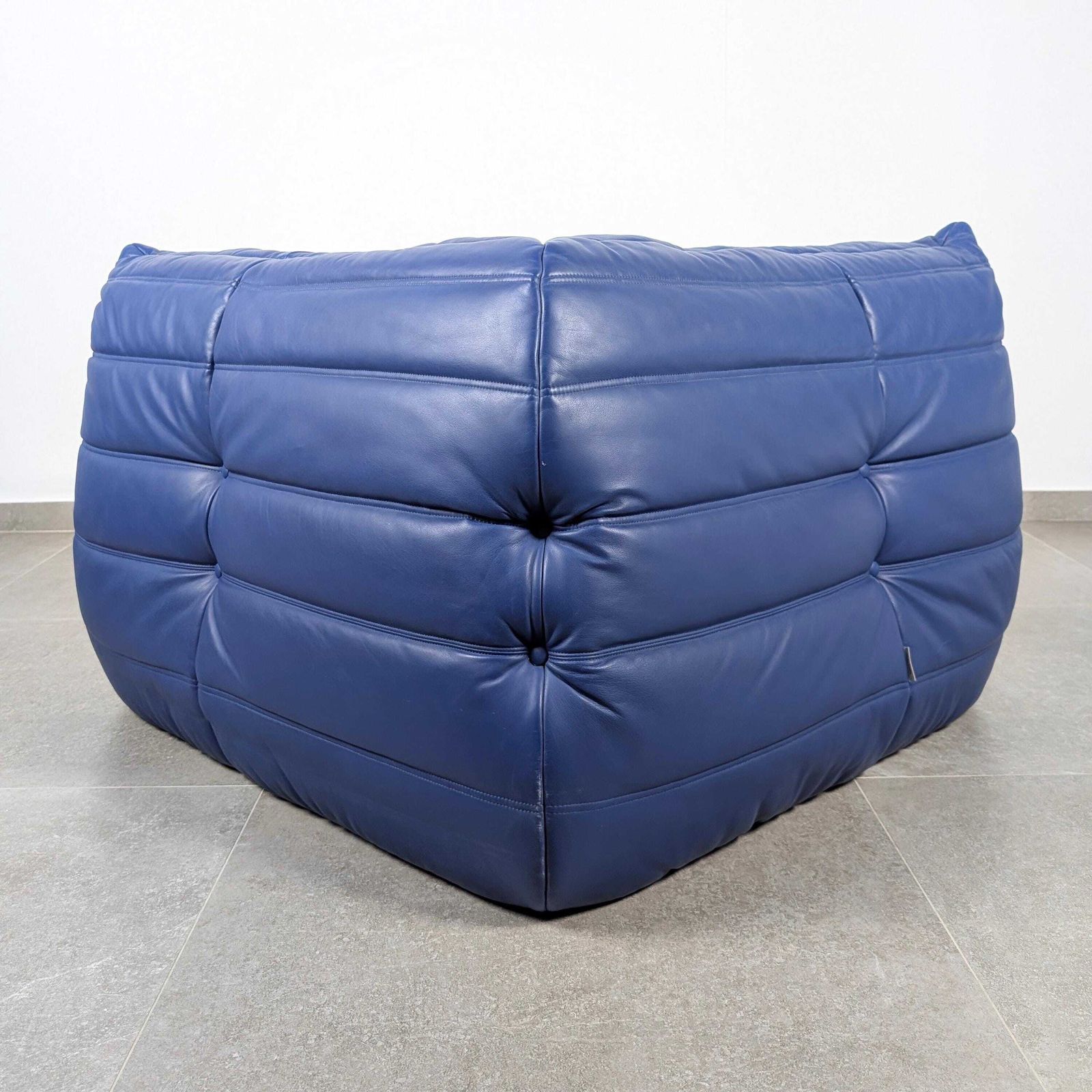 2552.0 Michel Ducaroy Ligne Roset Togo Corner Sofa, French Blue Leather, 1980s photo