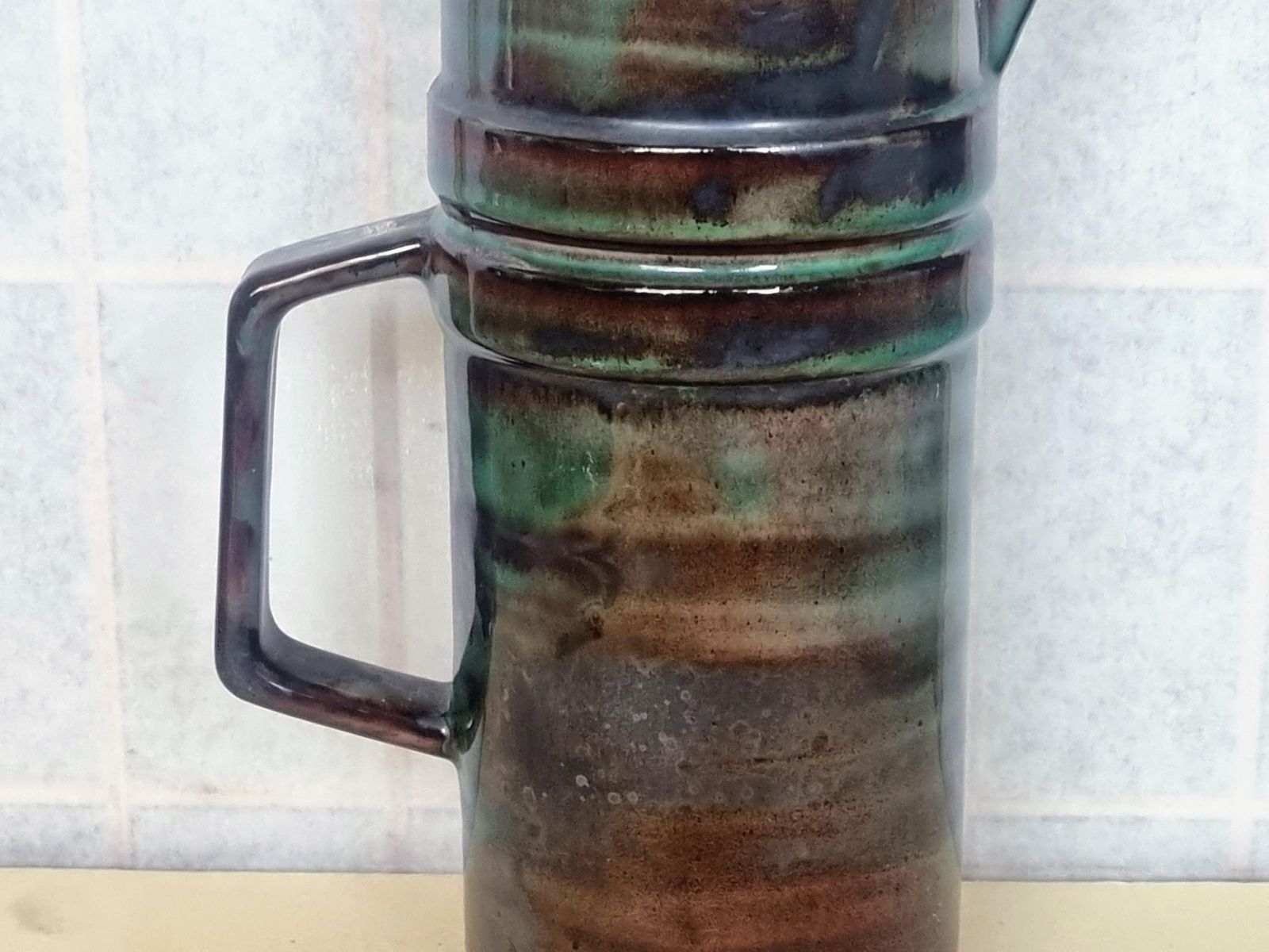 Studio Pottery Coffee Pot, Llangollen Wales Ceramic Pitcher, Mid Century Glazed Stoneware, Handcrafted Artisan Decor photo buy