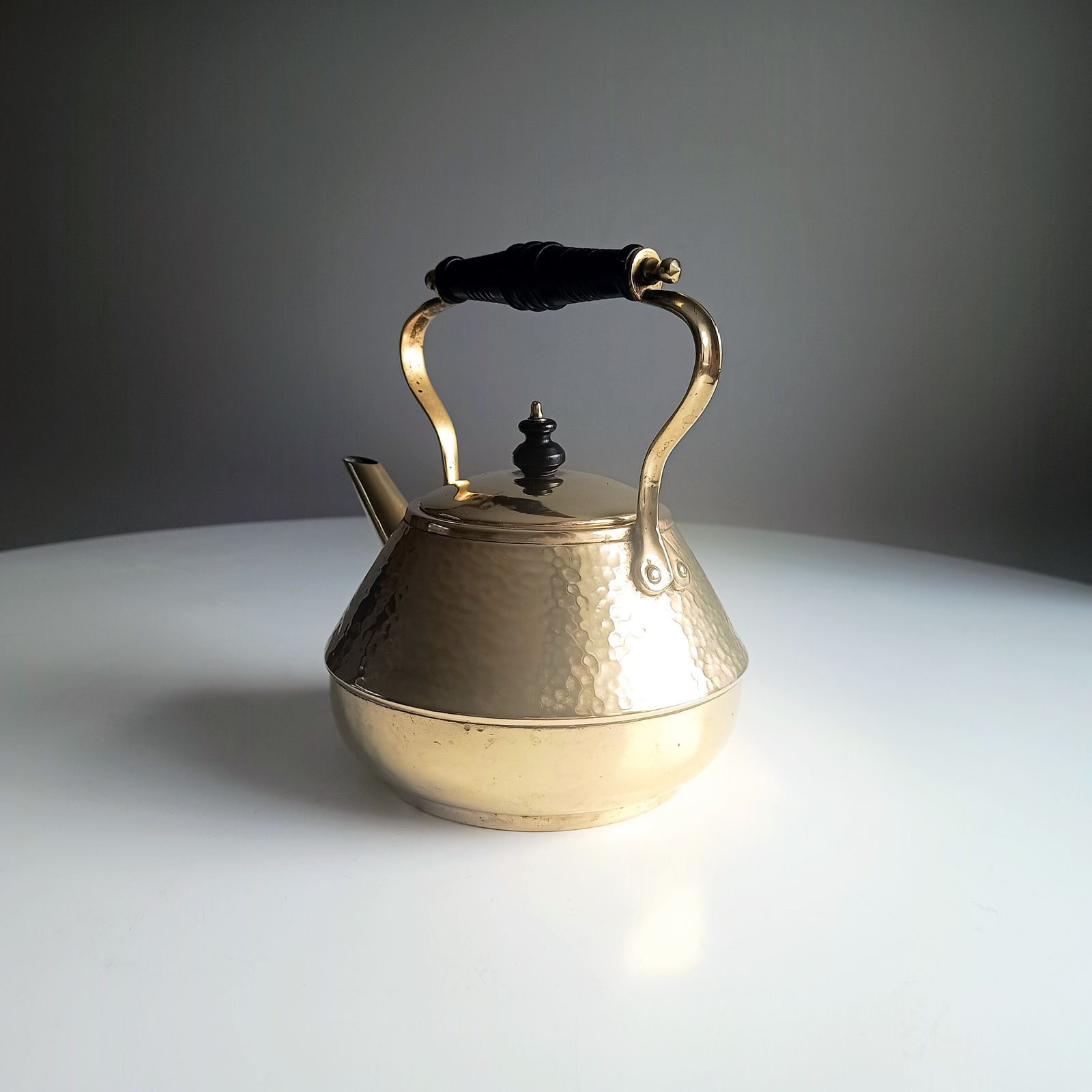 Arts & Crafts Hand Hammered Tea Pot Kettle, Riveted Heart Shaped Accents, Henry Loveridge Signed photo buy