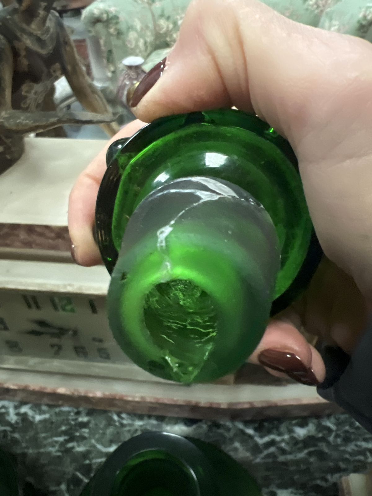 A Pair Of Emerald Glass Italian Mid Century Decanters photo vinterior