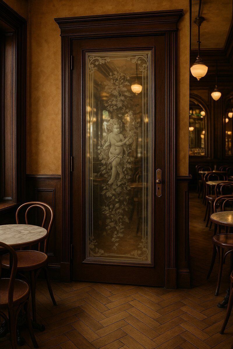 photo buy Etched Glass Door, 1890s, 1800s