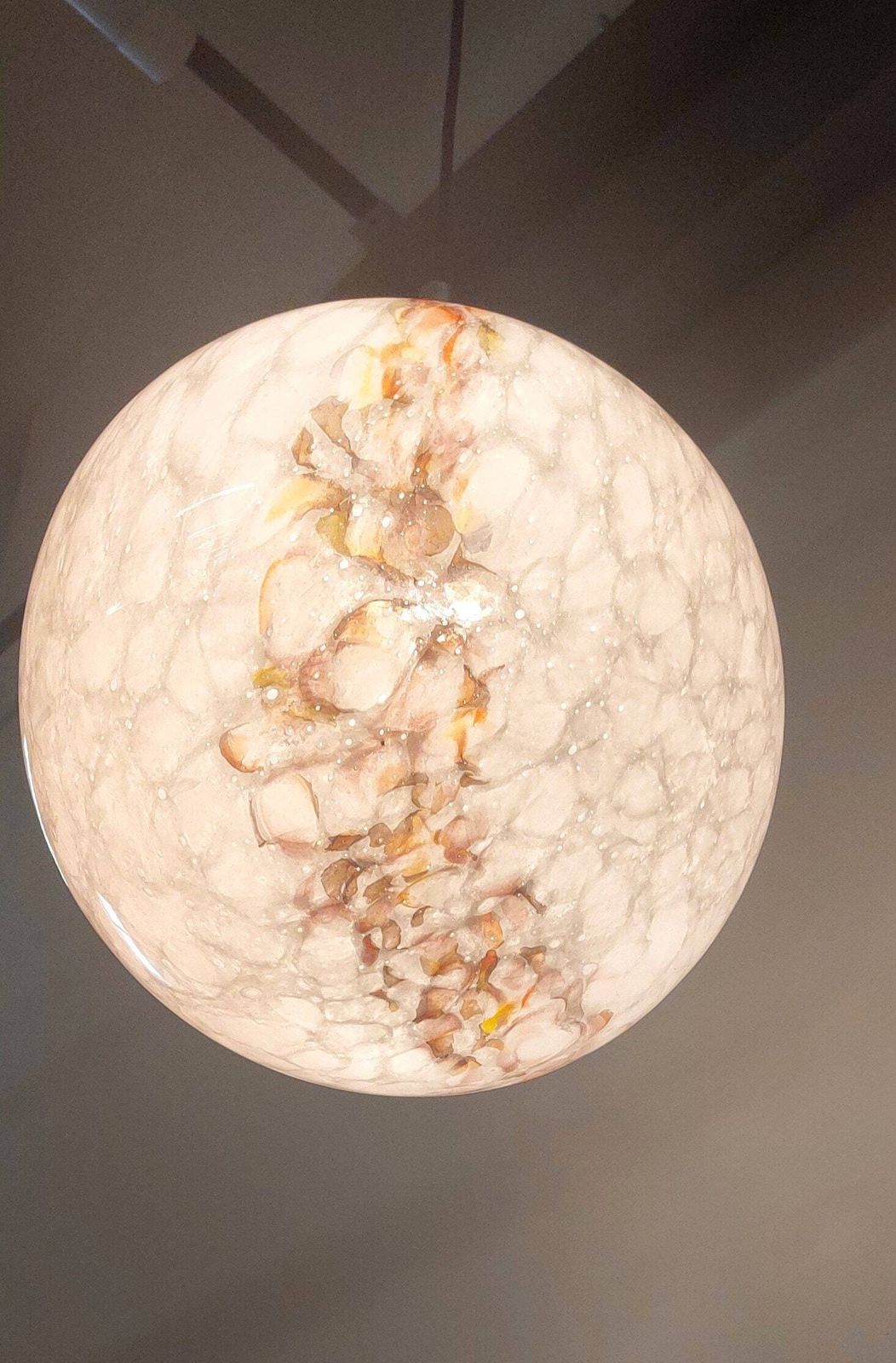 Ball Pendant Lamp / Marbled Glass Pendant/ Pendant Lighting /Marbled Glass Pendant Lamp / 1970s photo 428.0