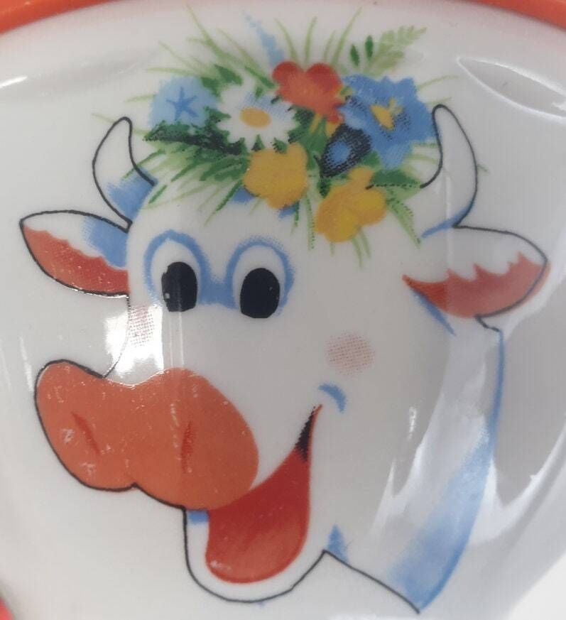 1 Of 4 Kinder Lada Breakfast Bowls / Made In Yugoslavia / My Little Cow / Classic Yugo History photo for sale