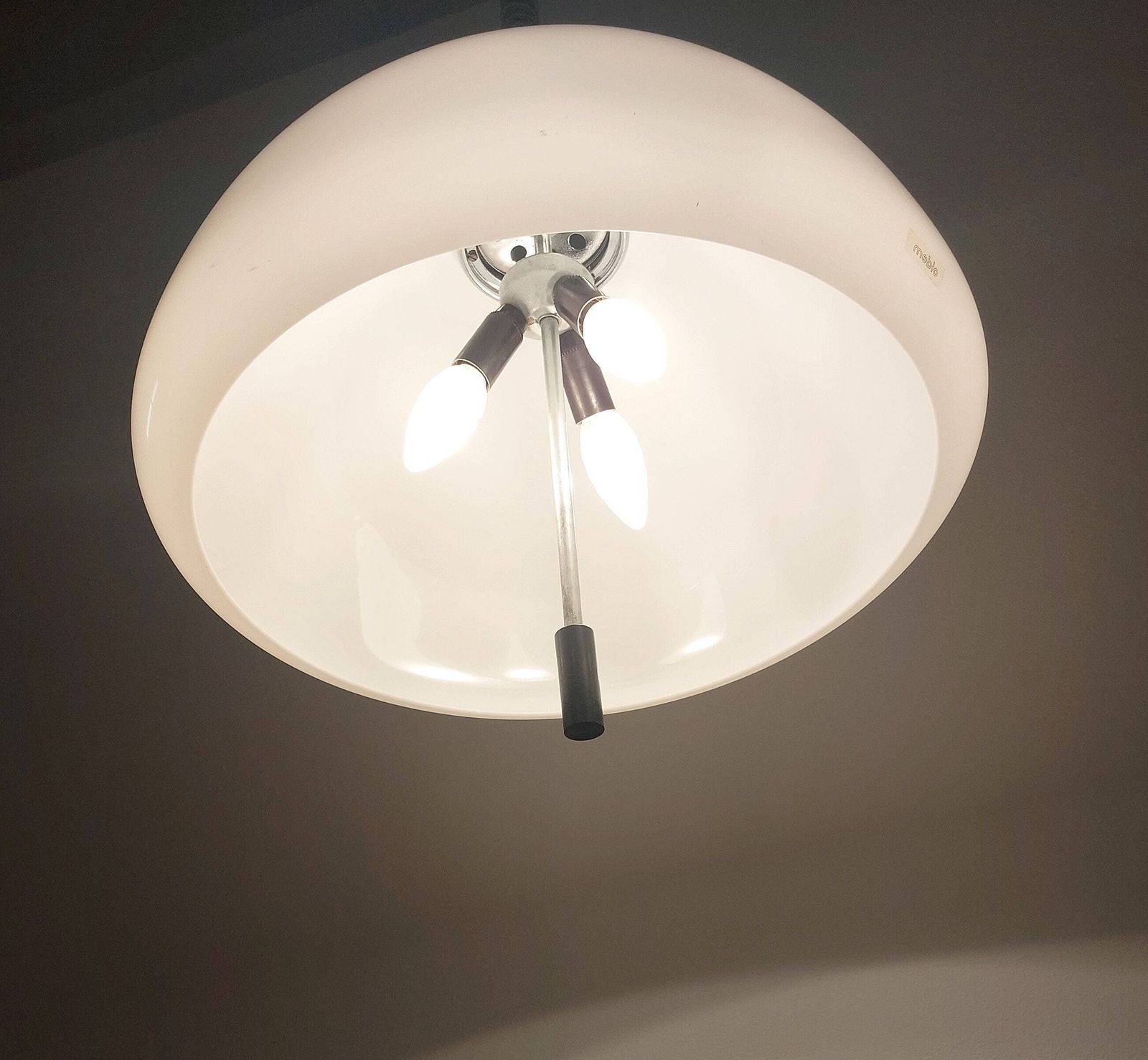 White Italian Space Age Ceiling Lamp Cabras / Made Of Plastic / By Harvey Guzzini For Meblo/ 1970 photo furniture