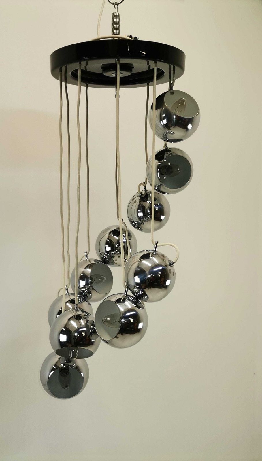 Guzzini Chrome Ball Cascading Chandelier Lamp/ 1970s / Harvey Guzzini / Atomic Design / Space Age / 1970s / Mcm Meblo Guzzini Pendant Lamp photo Lighting