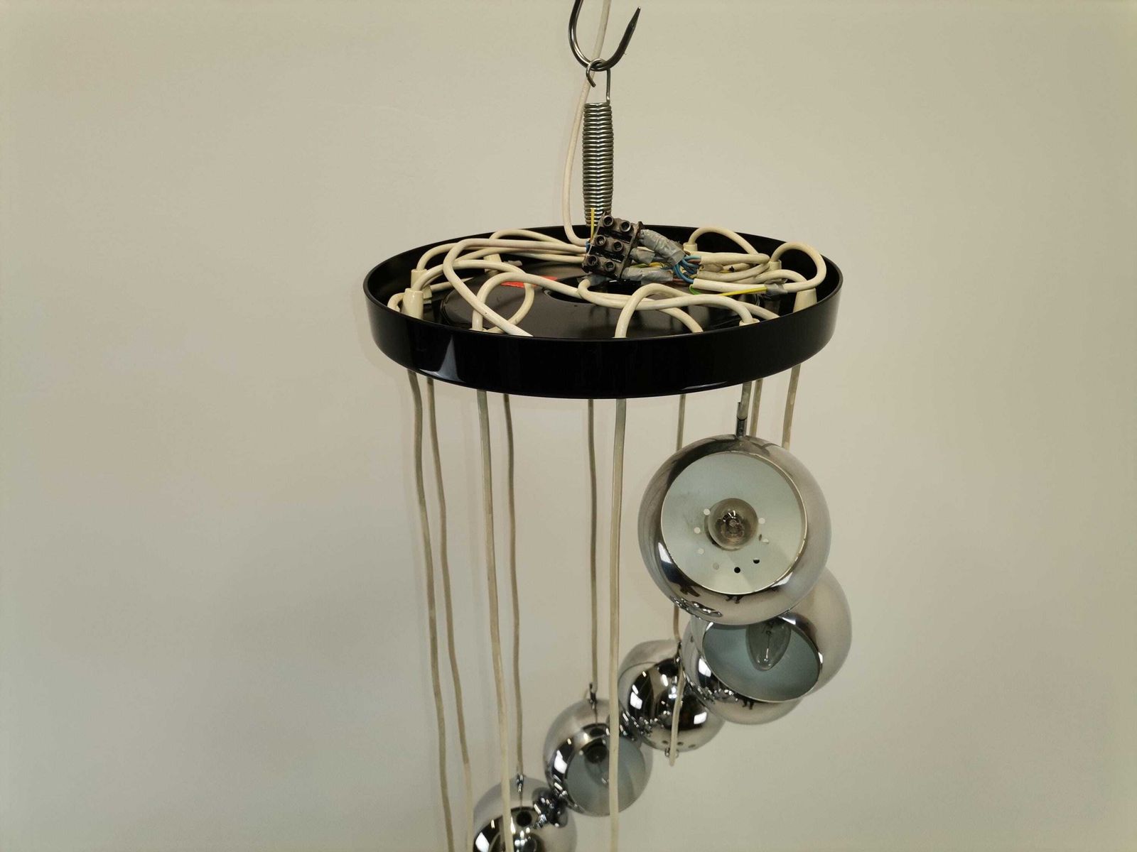 photo for sale Guzzini Chrome Ball Cascading Chandelier Lamp/ 1970s / Harvey Guzzini / Atomic Design / Space Age / 1970s / Mcm Meblo Guzzini Pendant Lamp