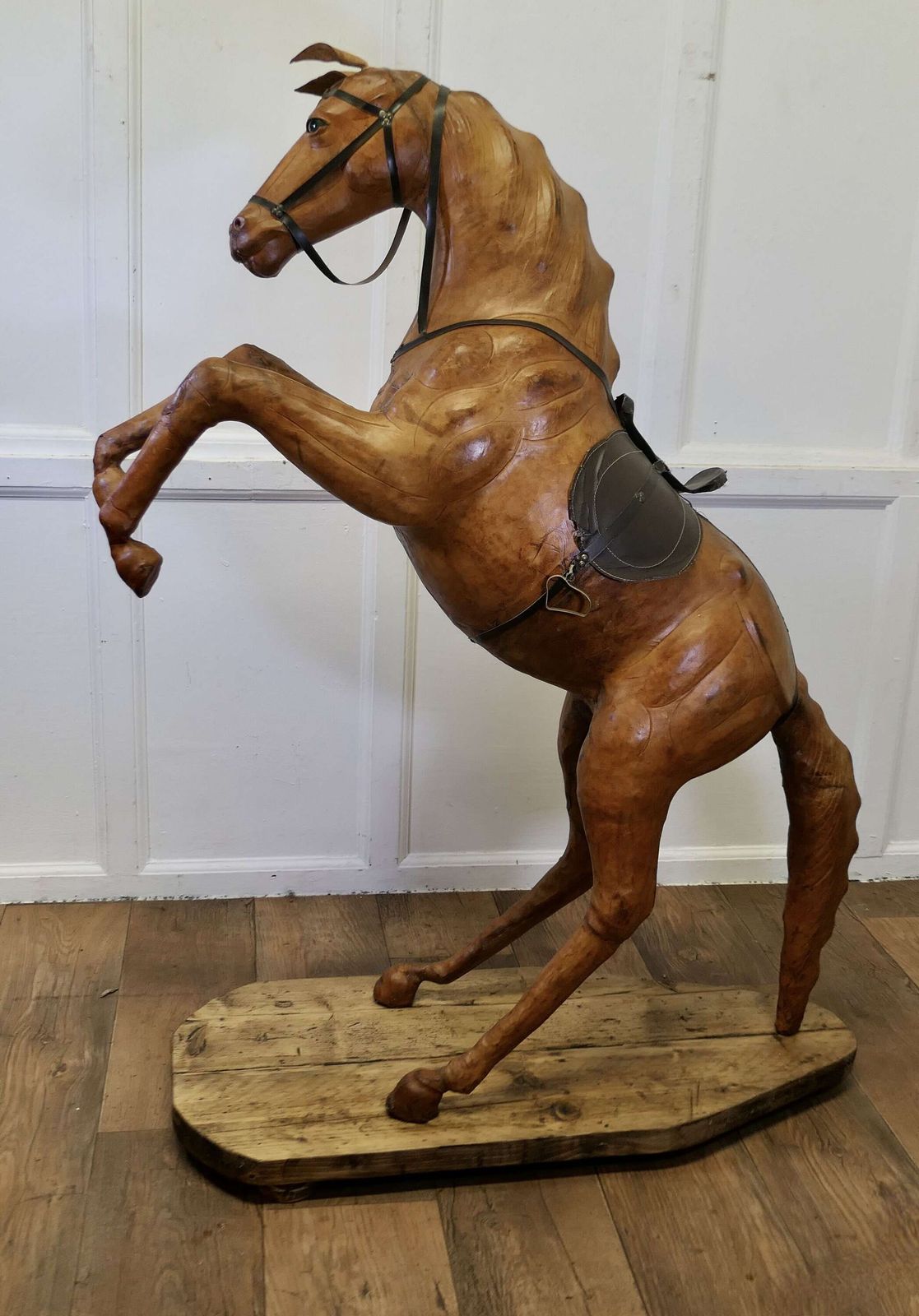 Life Size Arts And Crafts Leather Model Of A Horse Almost Life Size Leather Horse photo furniture