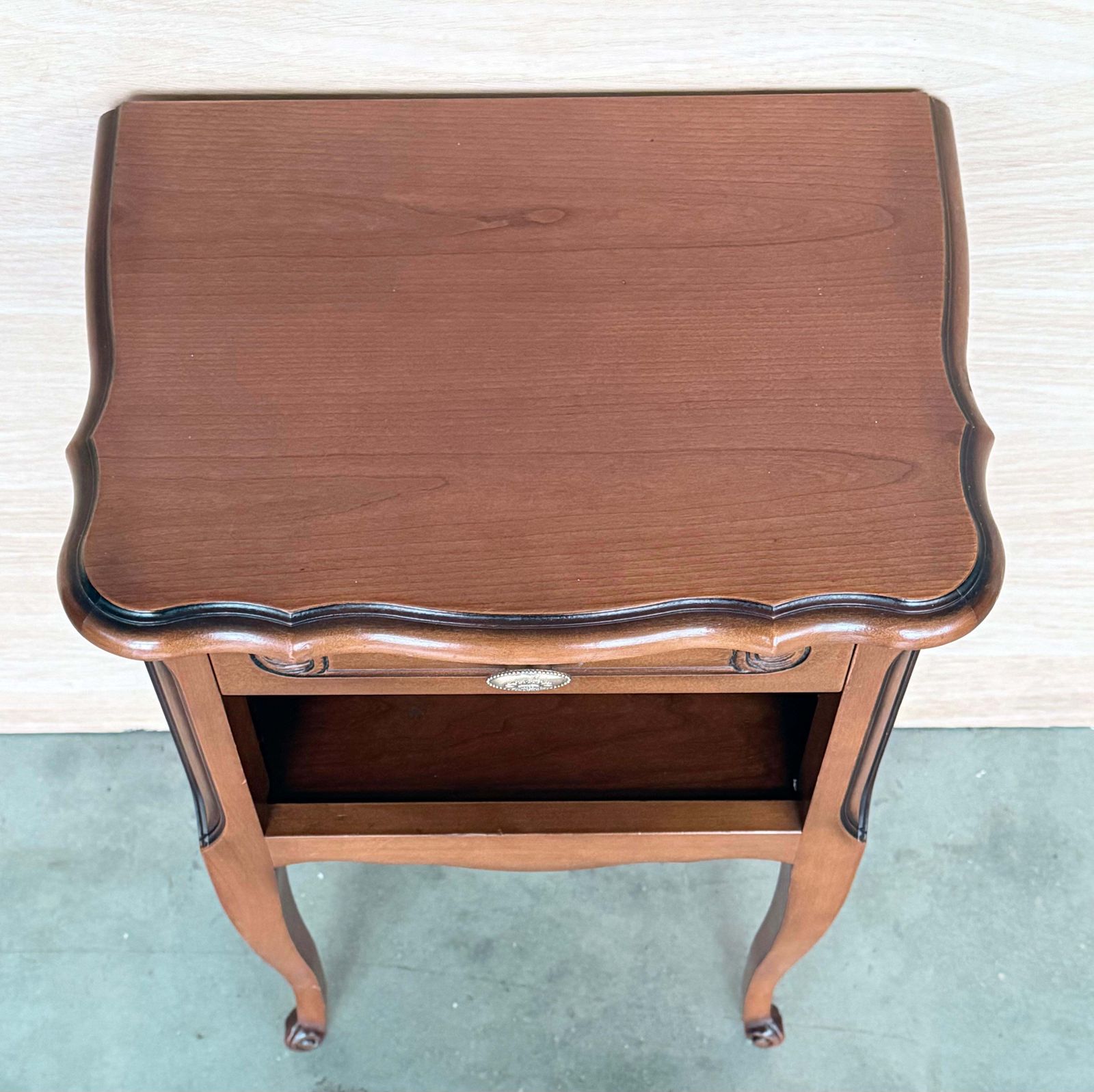 20th Walnut Nightstands Tables With Drawer And Open Shelf, 1940 photo 2087.0