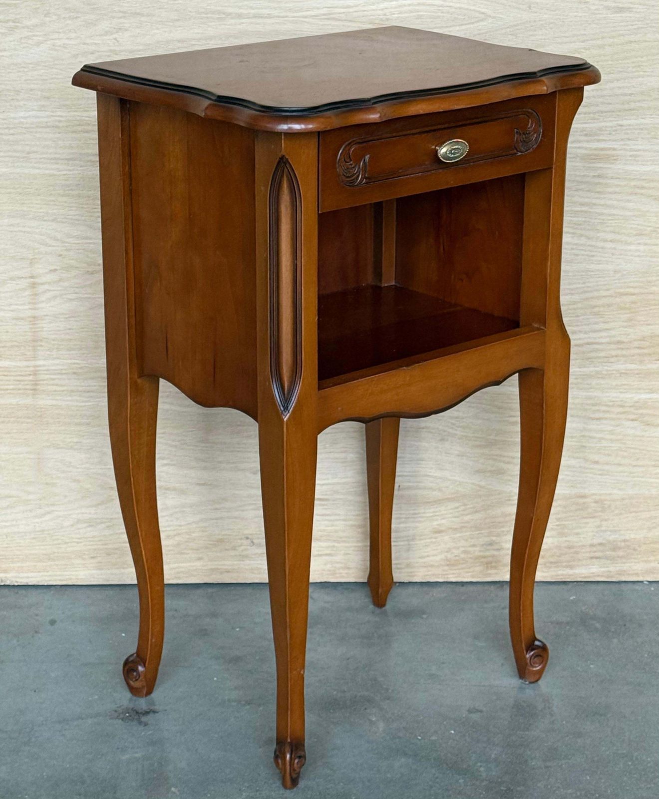 photo furniture 20th Walnut Nightstands Tables With Drawer And Open Shelf, 1940
