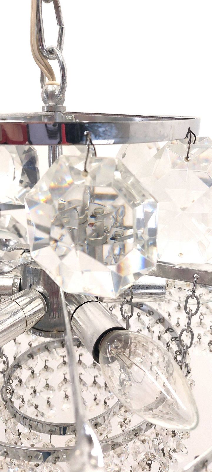 Bohemian Mid Century Vintage Crystal Chandelier / Art Deco / Retro 80s / Light Ceiling Pendant Light photo vinterior