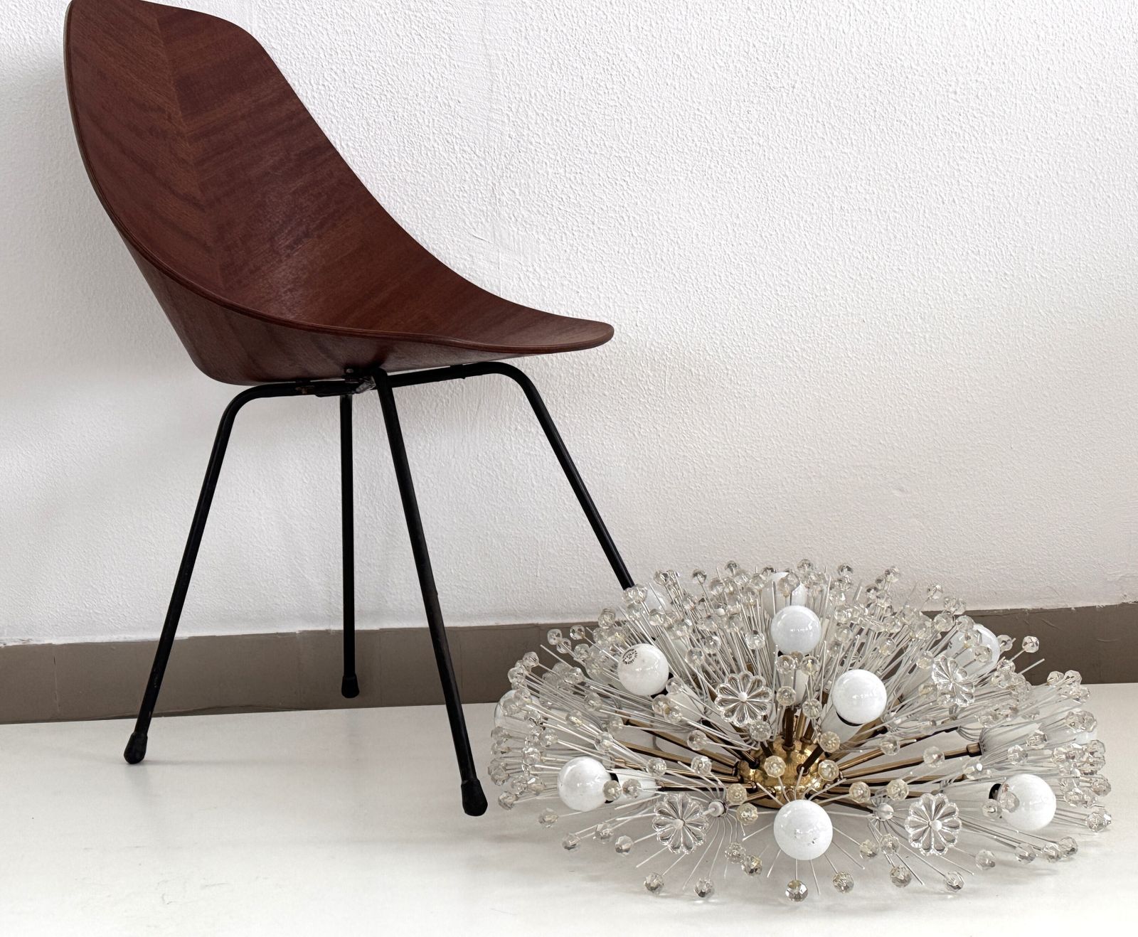 Large Emil Stejnar Brass And Glass Sputnik Starburst Flush Mount Light, 70s photo furniture