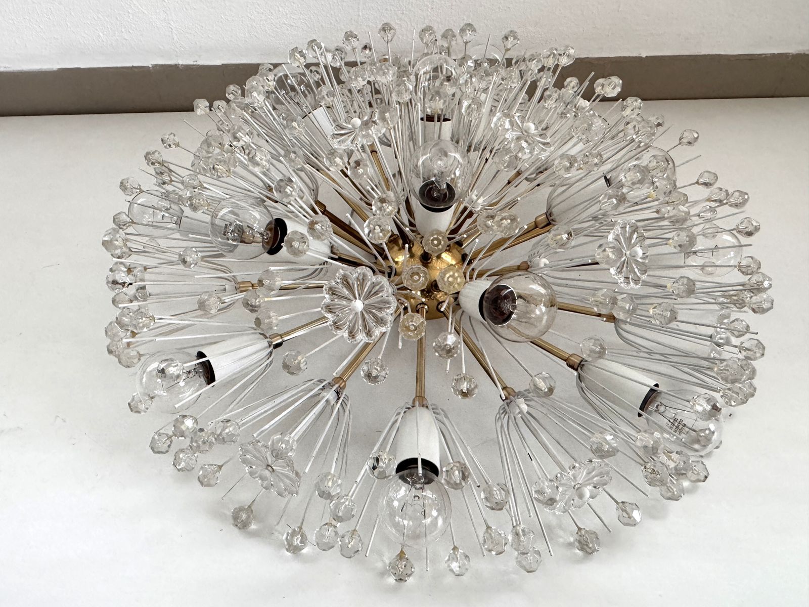 Lighting Large Emil Stejnar Brass And Glass Sputnik Starburst Flush Mount Light, 70s photo