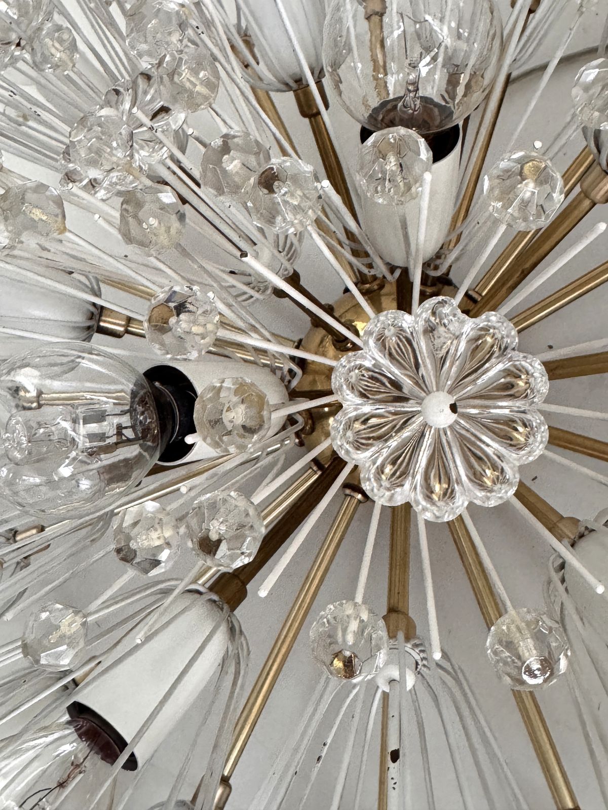 photo vinterior Large Emil Stejnar Brass And Glass Sputnik Starburst Flush Mount Light, 70s