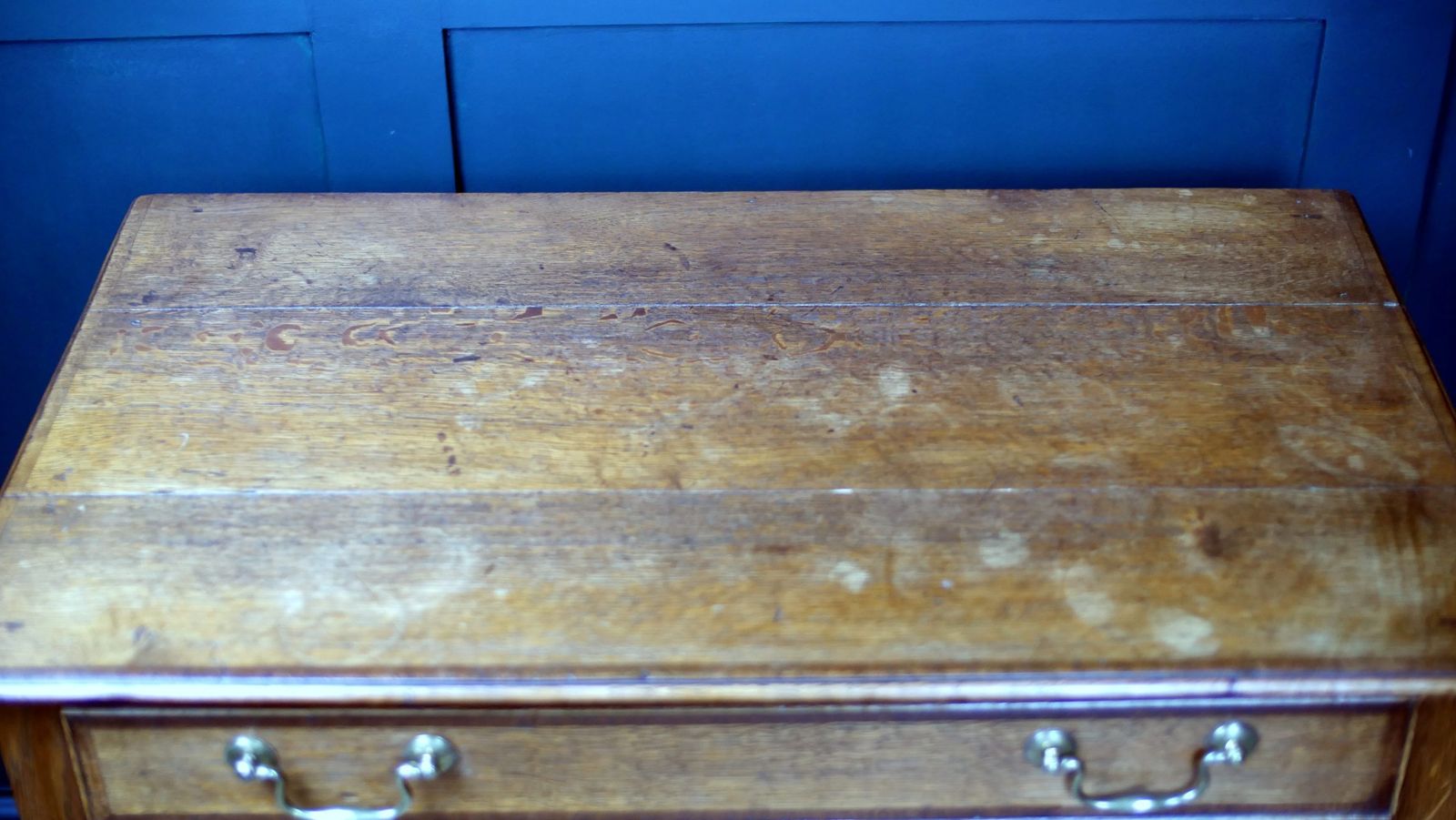 George III Oak Banded Lowboy Side Console Hall Table photo vintage