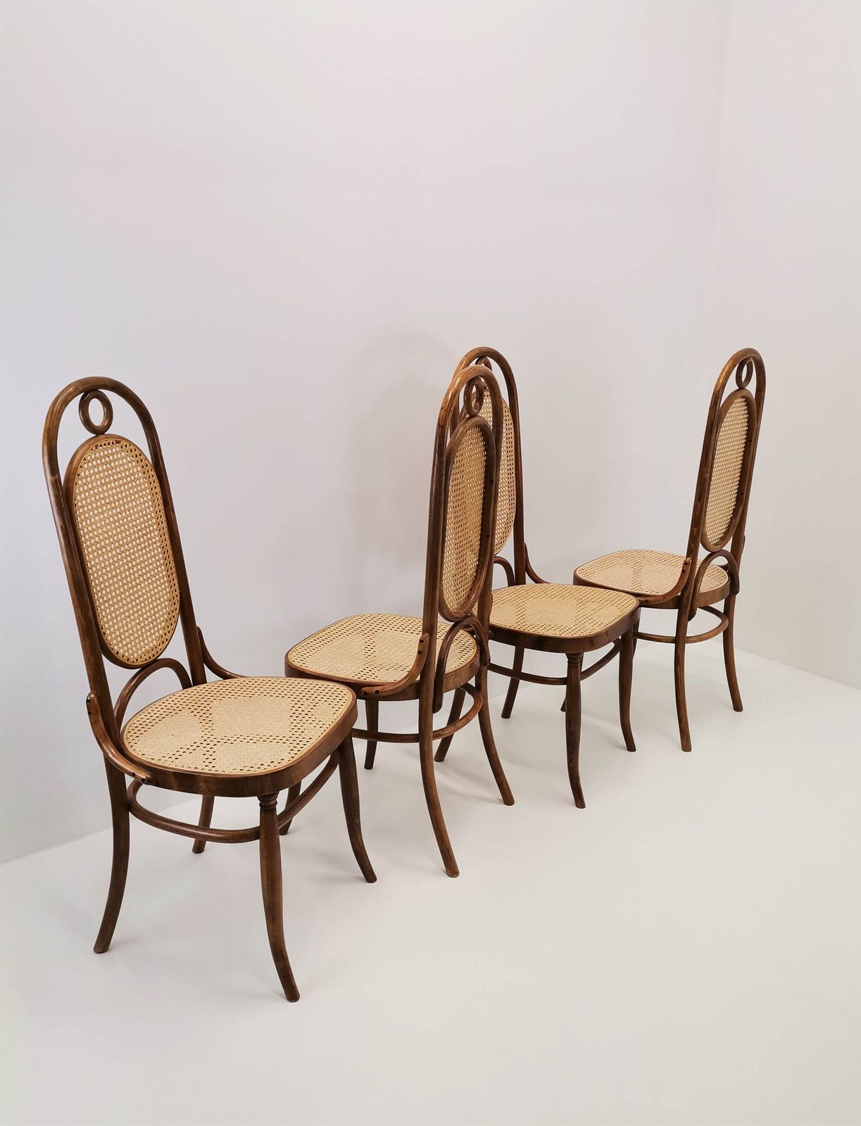 1 Of 4 Thonet No. 17 High Back Dining Chairs / 80s Yugoslavia Dining Table Set / Mid Century Modern Home / Bentwood And Rattan Dining Chair photo 267.0