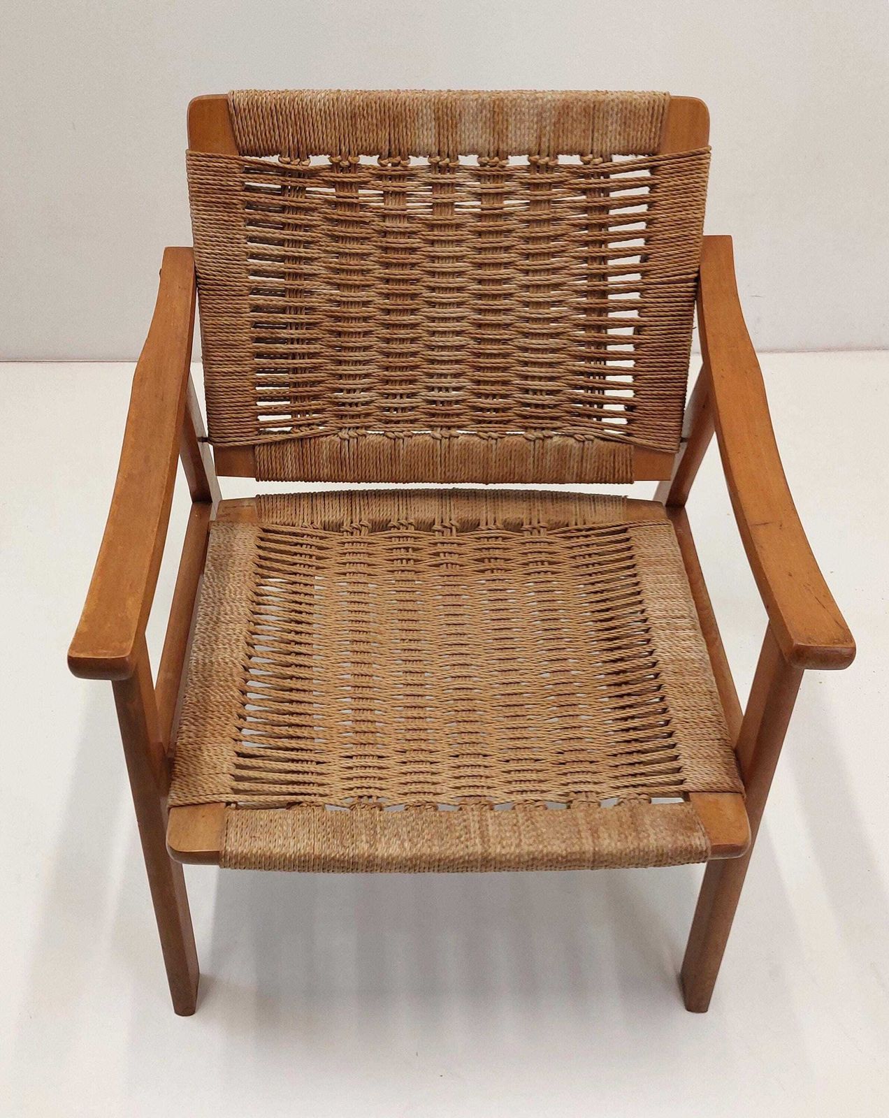 Danish Modern Rope Arm Chair 2 Pcs! / Mcm / 1960s / Style Of Hans Wegner/ Mid Century Modern Chair photo Furniture