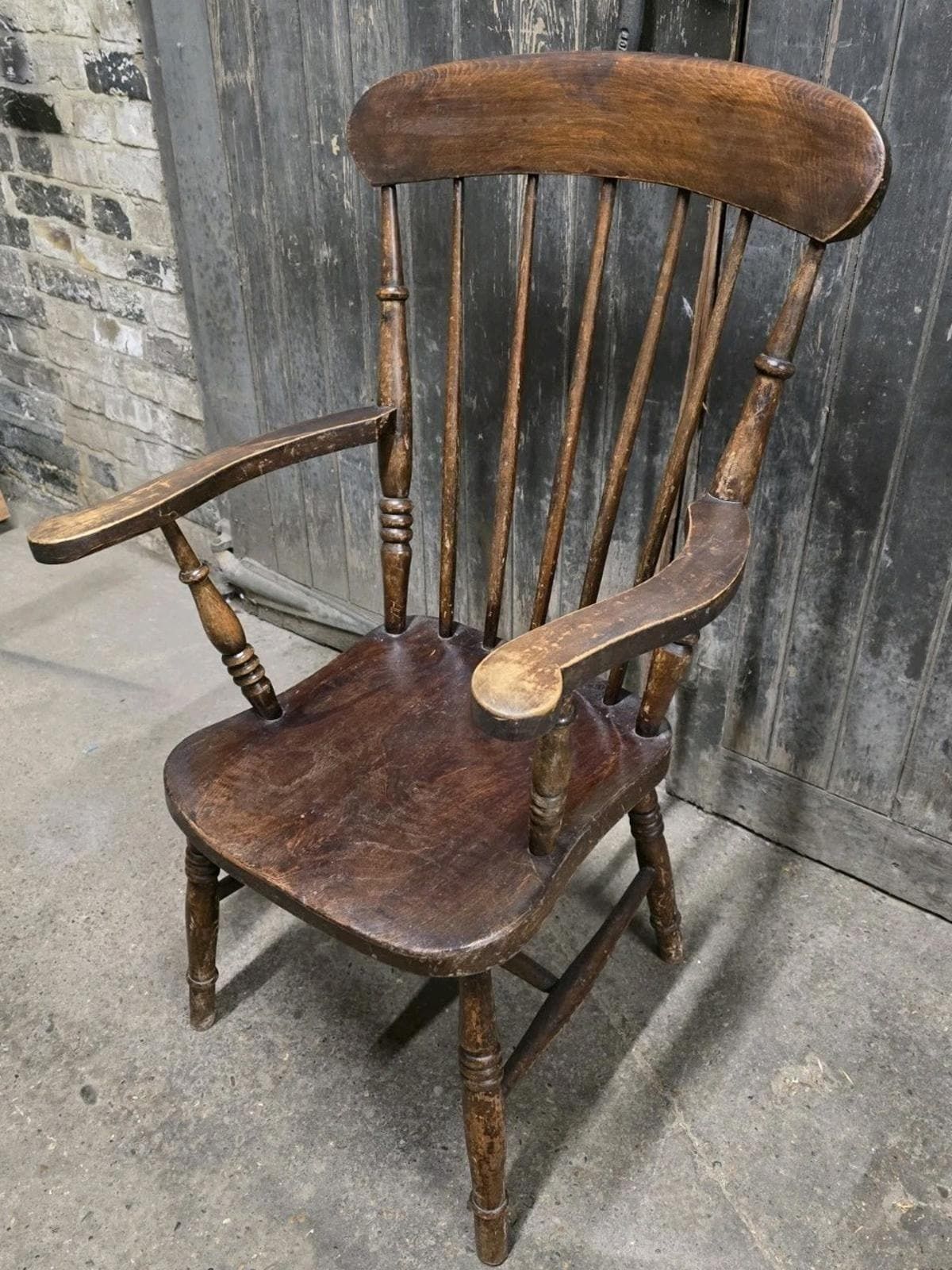 Antique 19th Century Victorian Elm Windsor Chair Armchair photo 399.0