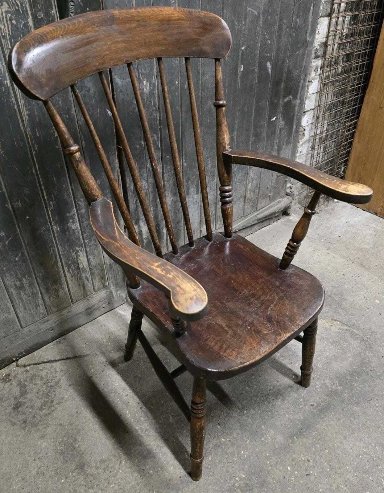 Antique 19th Century Victorian Elm Windsor Chair Armchair photo buy