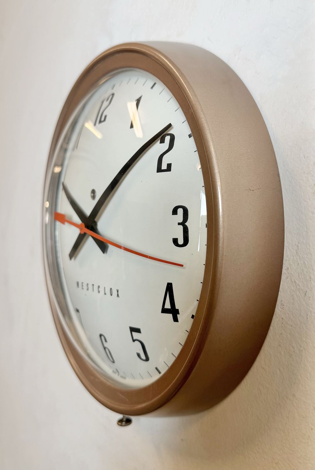 Brown Industrial Electric Station Wall Clock From Westclox , 1960s photo Home Decor