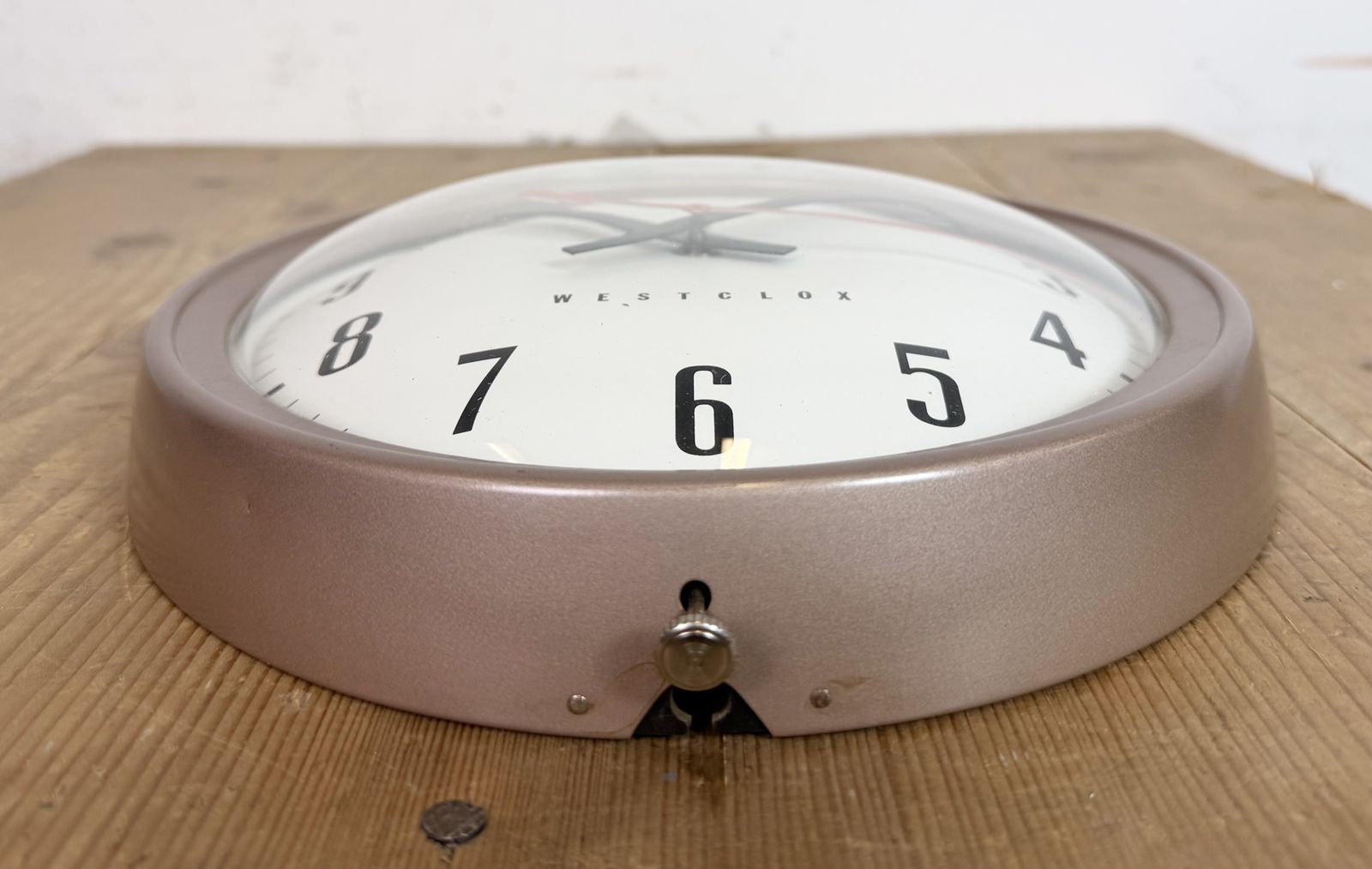 Brown Industrial Electric Station Wall Clock From Westclox , 1960s photo vintage