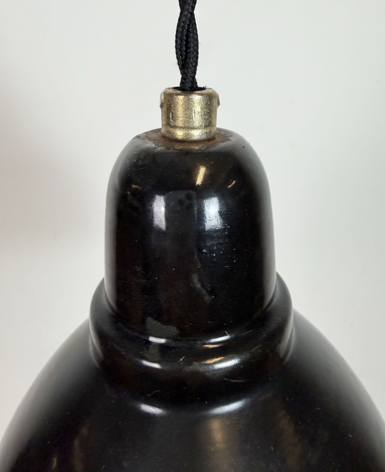179.0 Small Industrial Black Enamel Ceiling Lamp, 1950s, 2x photo