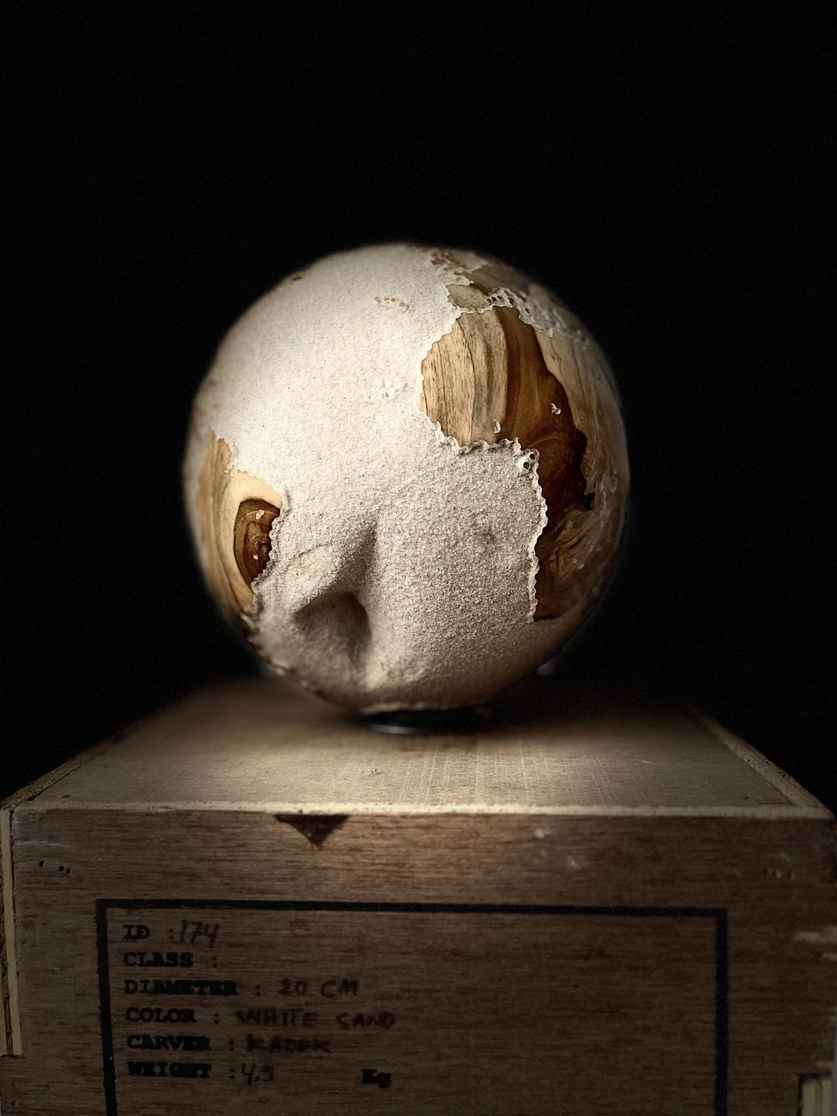 White Teak Wood & Volcanic Sand Globe By Bruno Helgen  Id 174  Wood Globe Sculpture photo buy