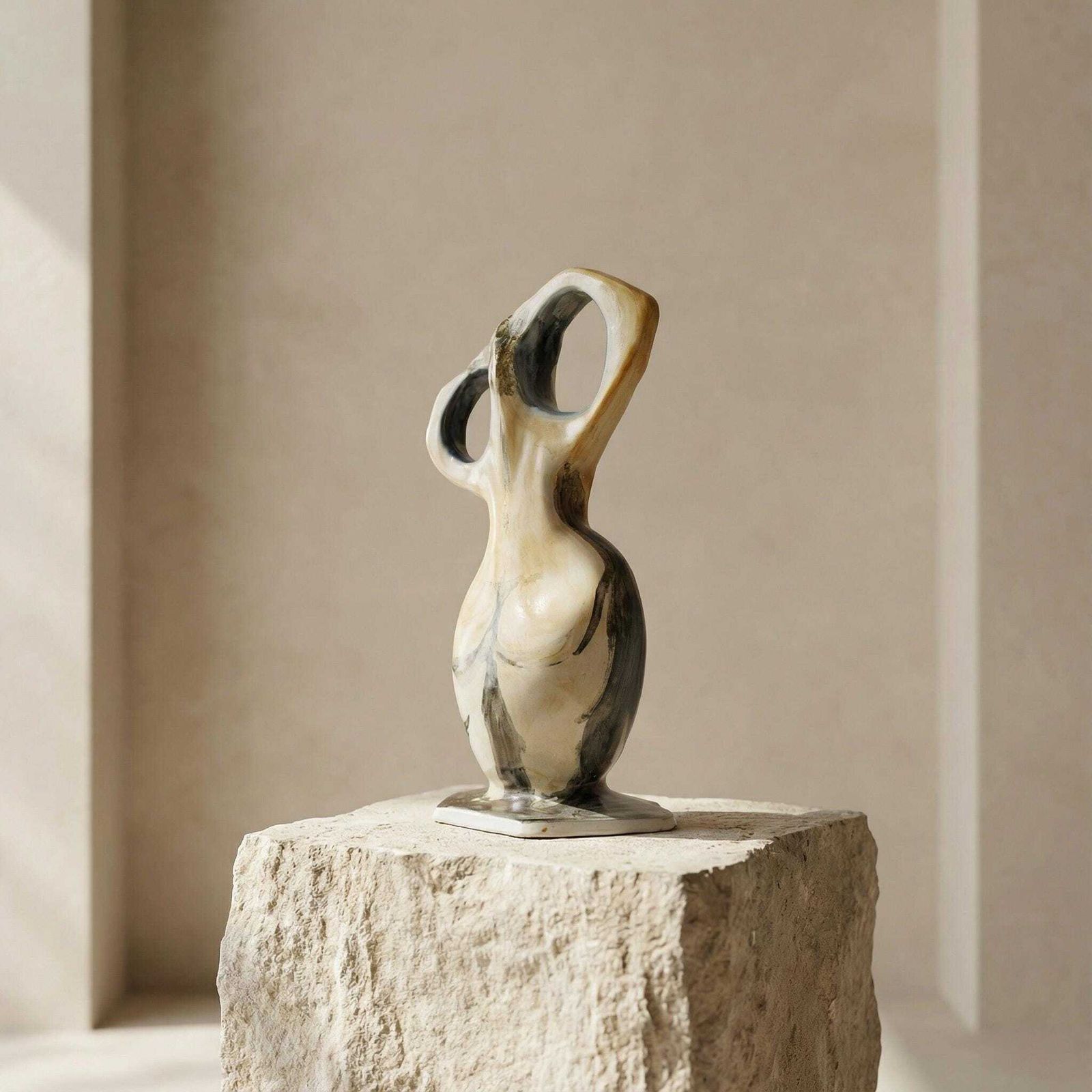 Biomorphic Ceramic Sculpture Vase Woman Modern Style Europe 20th Century photo for sale
