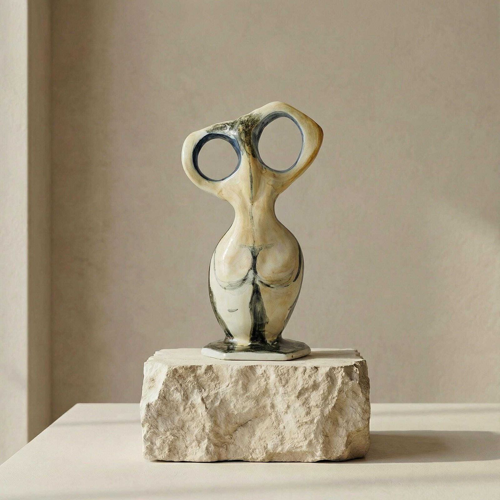 Biomorphic Ceramic Sculpture Vase Woman Modern Style Europe 20th Century photo Home Decor