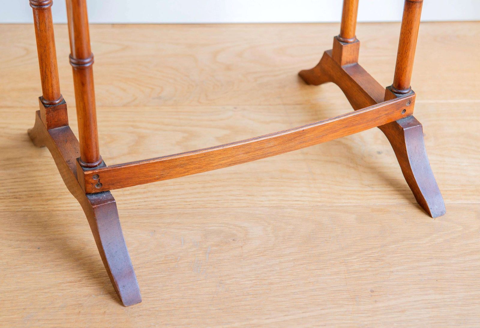 Furniture Edwardian Faux Bamboo Nesting Tables – Antique Mahogany Side Table Set – Green Leather Tops   Victorian Home Decor photo
