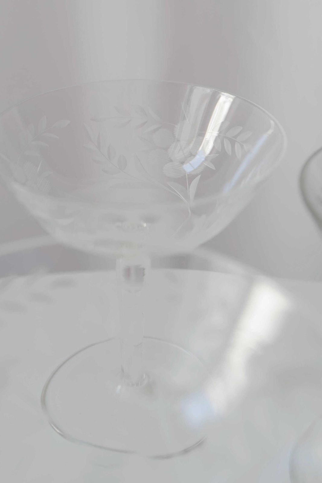5 Vintage Crystal Glass Champagne Coupes. Mother's Day Gift @ Medowski Paris photo Home Decor