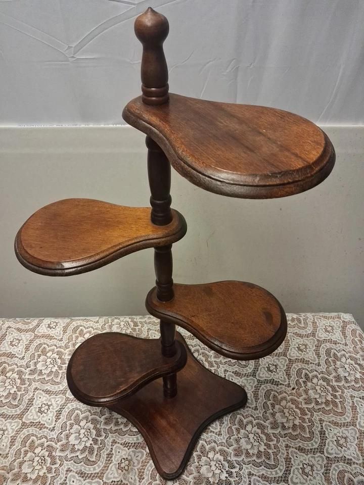 Vintage 4 Tier Adjustable Plant Stand Whatnot photo furniture