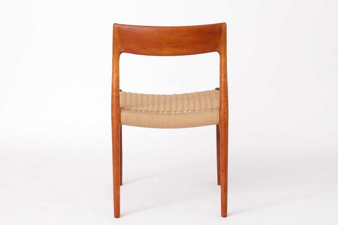 Niels Møller Dining Chair Set (6) – Models 77 & 57, Teak, Danish Cord, Mid Century Modern, Denmark photo vinterior