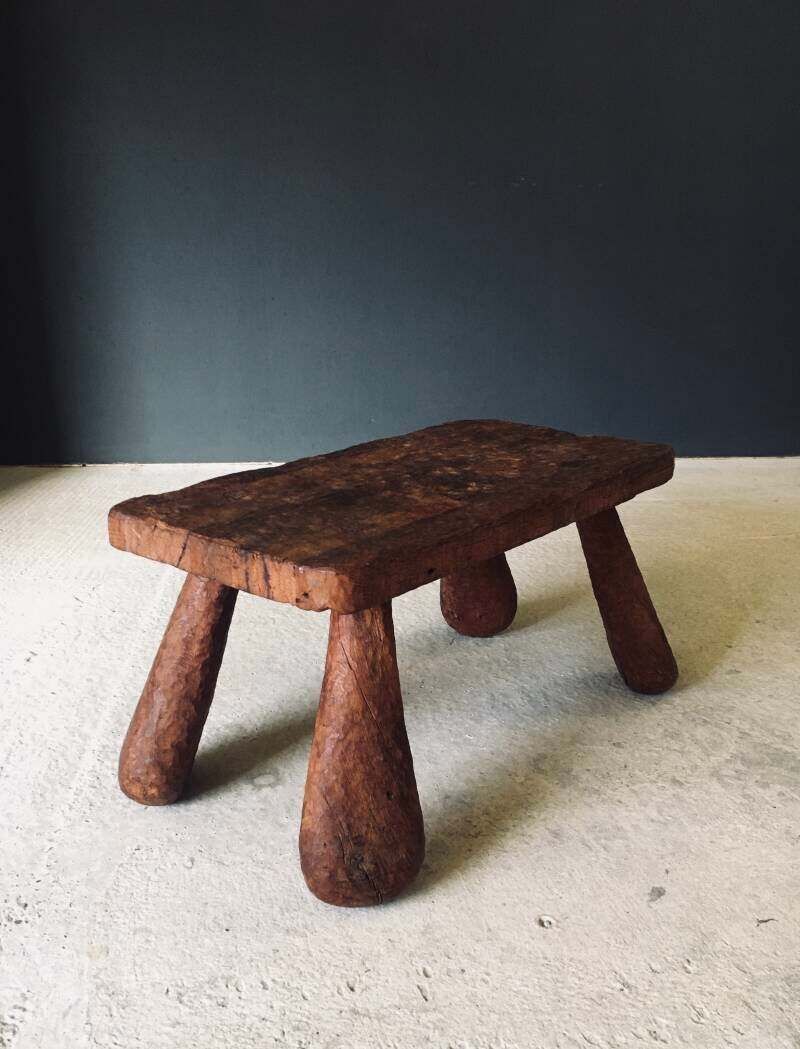 Brutalist Hand Crafted Carved Oak Coffee Table, Belgium 1960's photo buy