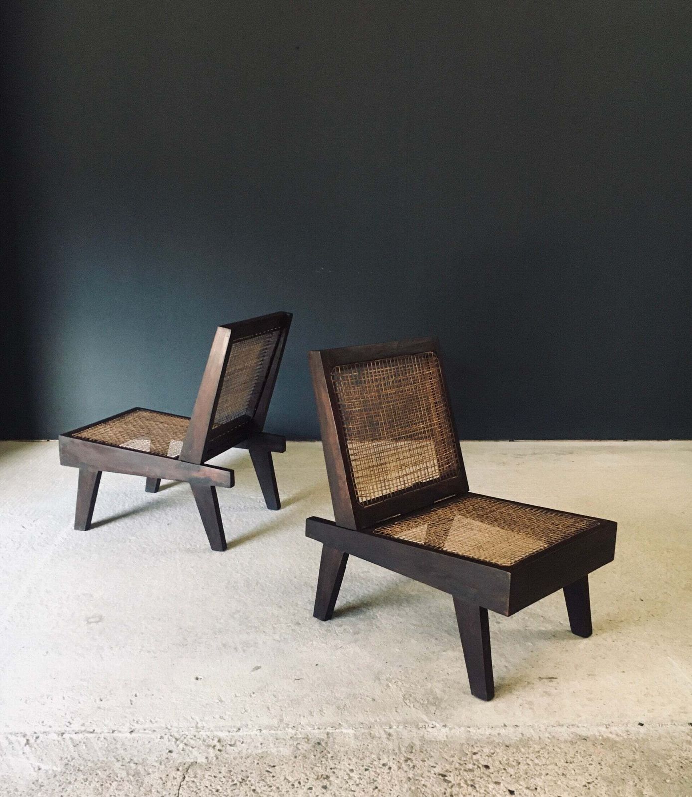 photo for sale Modernist Design Low Folding Chair Set By Pierre Jeanneret For Chandigarh, India 1960's