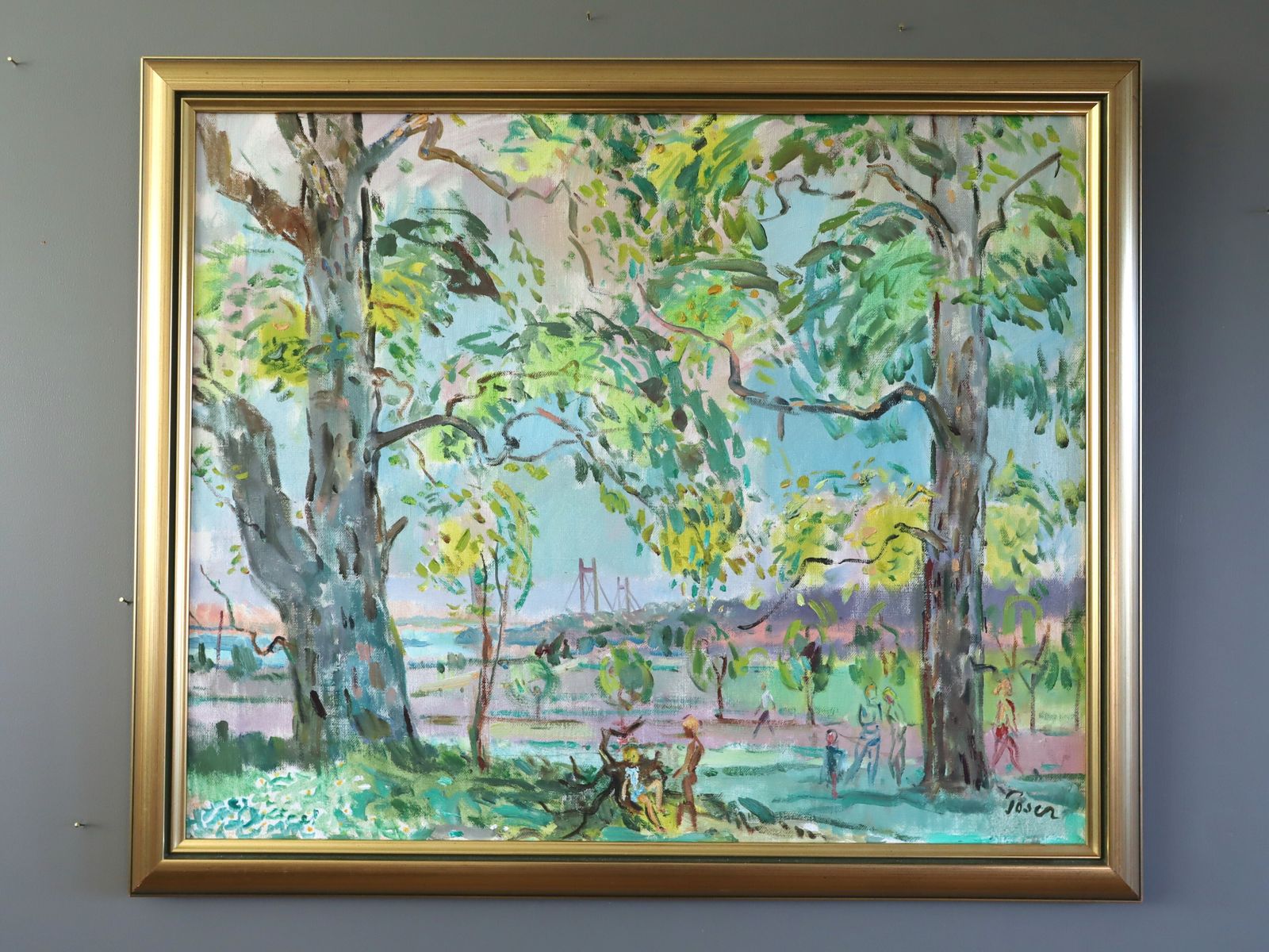 Canopy Of Light Oil Painting, Mid 20th Century