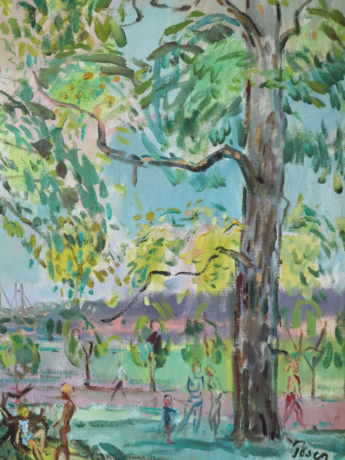 Canopy Of Light Oil Painting, Mid 20th Century photo buy