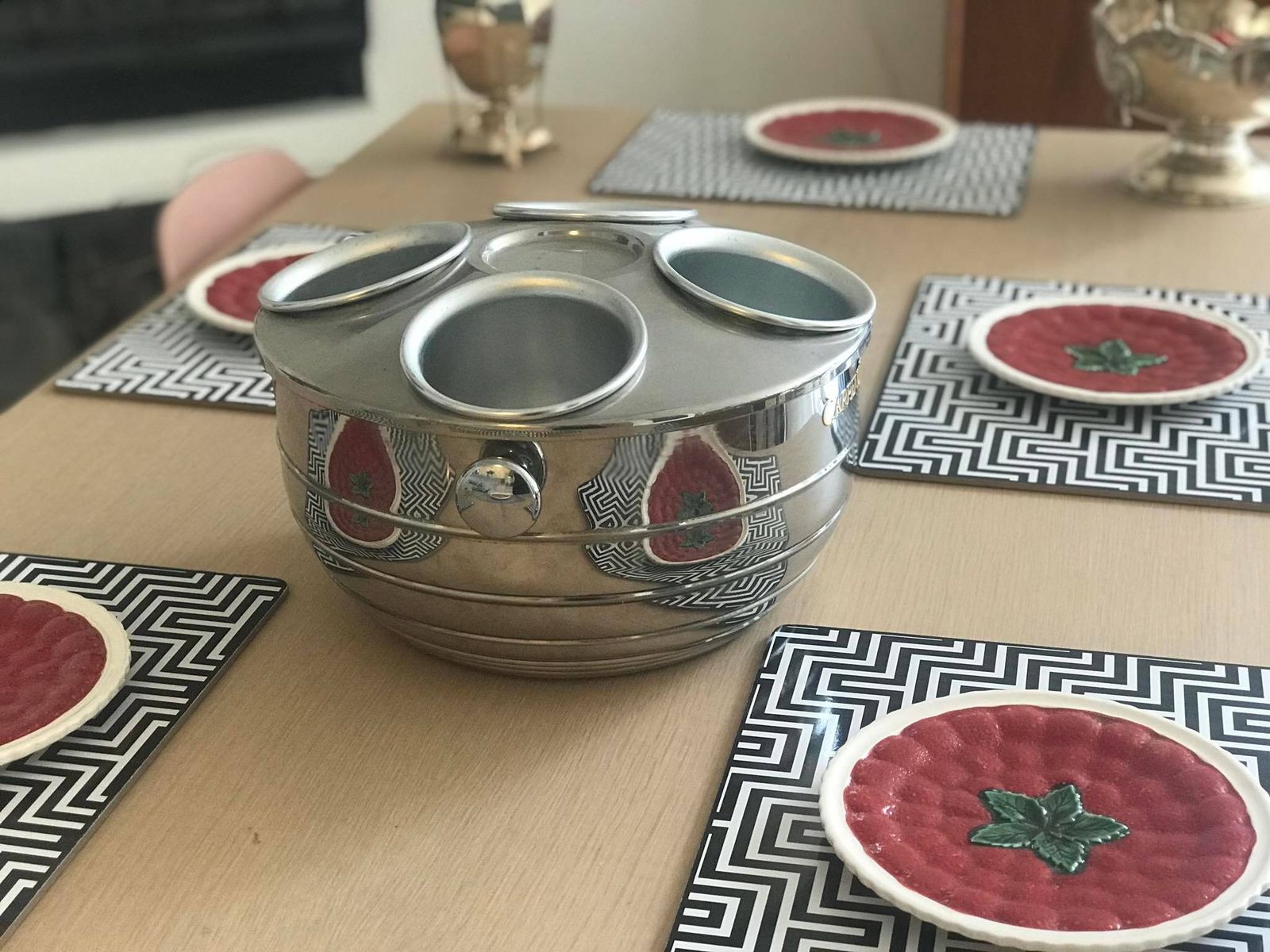 Xl Roestvrijstalen Champagnekoeler: Barkaartdecoratie Voor 4 Flessen photo vinterior