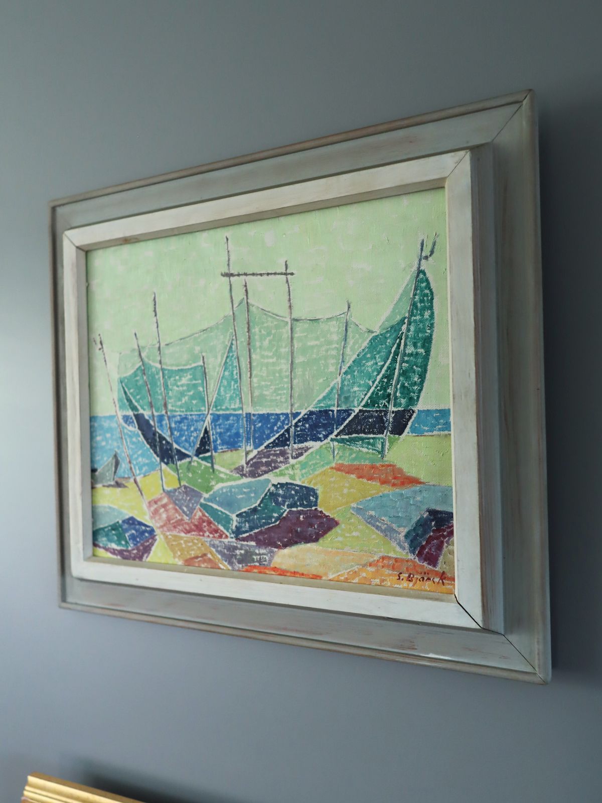 Shoreline Colour Oil Painting, Mid 20th Century photo Art