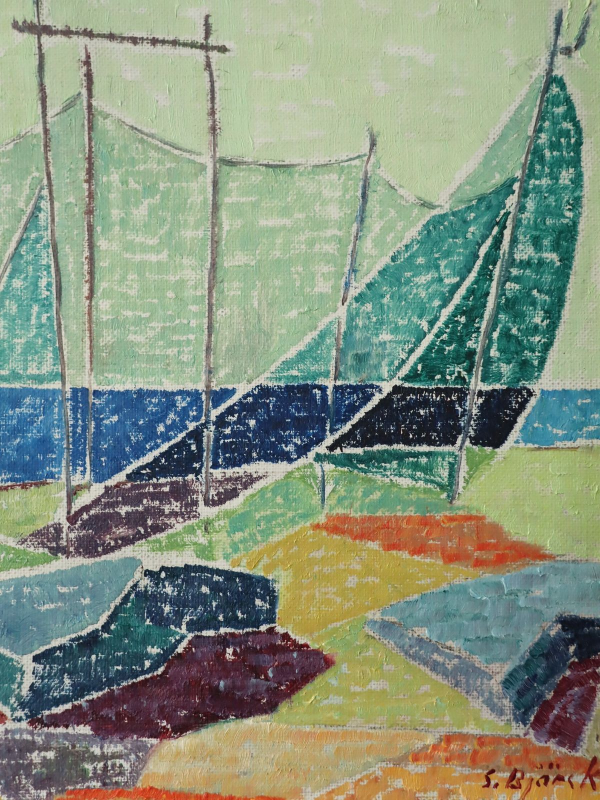 photo furniture Shoreline Colour Oil Painting, Mid 20th Century
