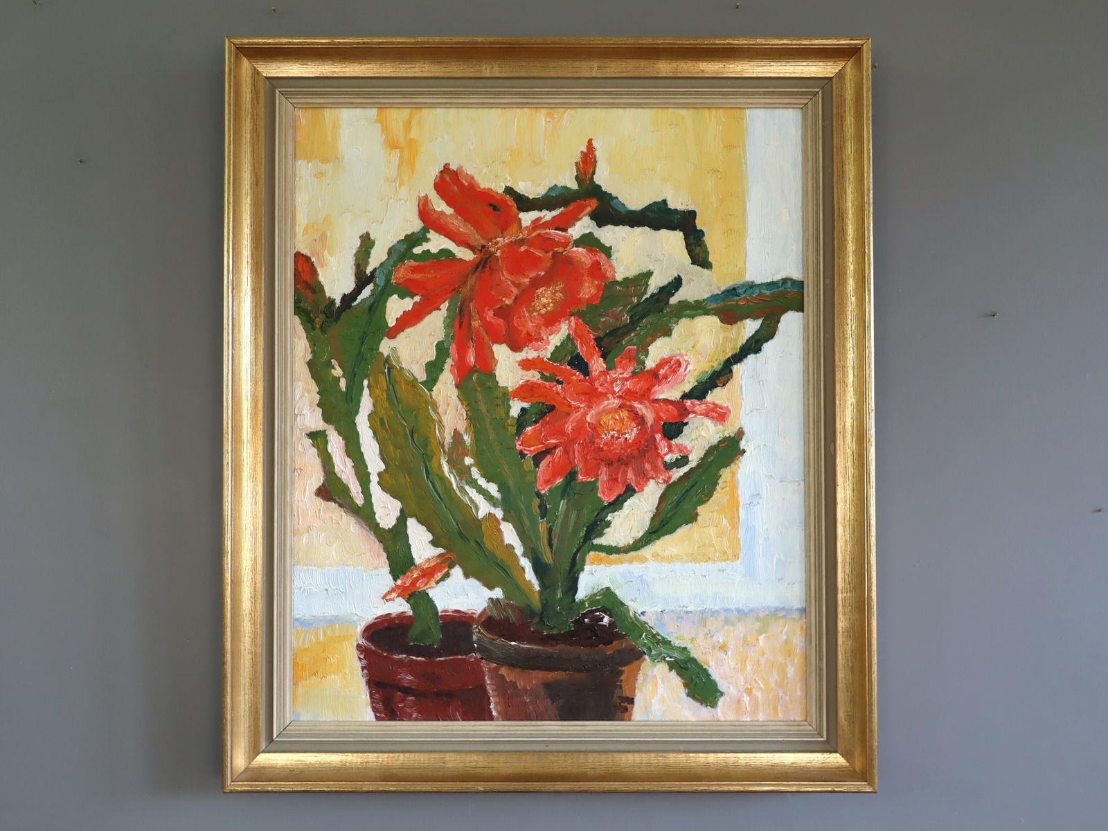 Vivid Blossoms Oil Painting, Mid 20th Century