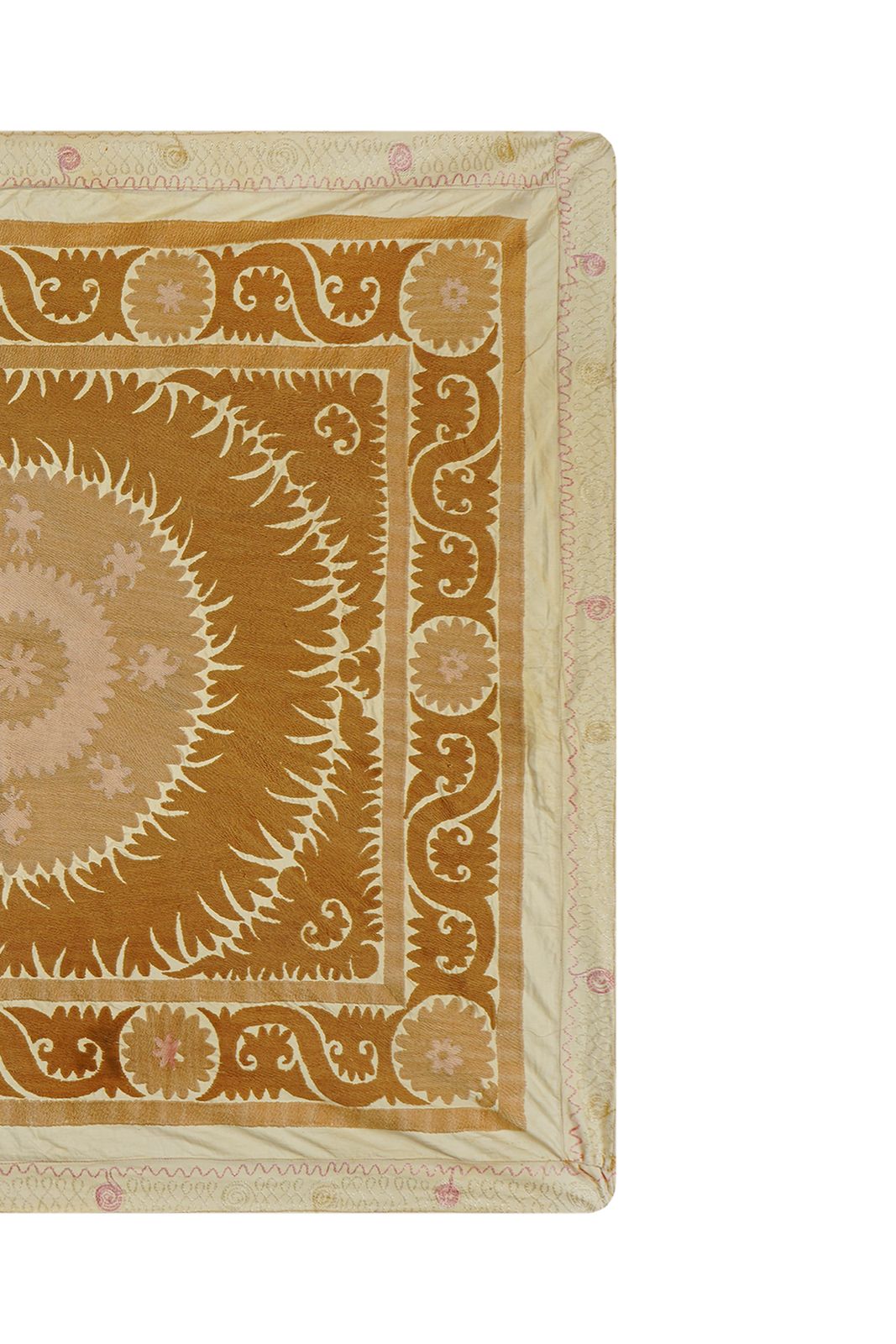 Suzani From Samarkand Uzbekistan, Early 20th Century Pastel Old Embroidery Uzbek Fabric 3'5'' X 3'9'' photo 200.0
