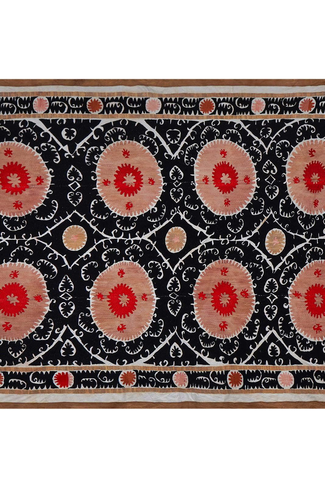 Vintage Black Suzani Wall Hanging, Ctton Embroidery, Extra Large Bedspread 7'2'' X 10'8'' photo furniture