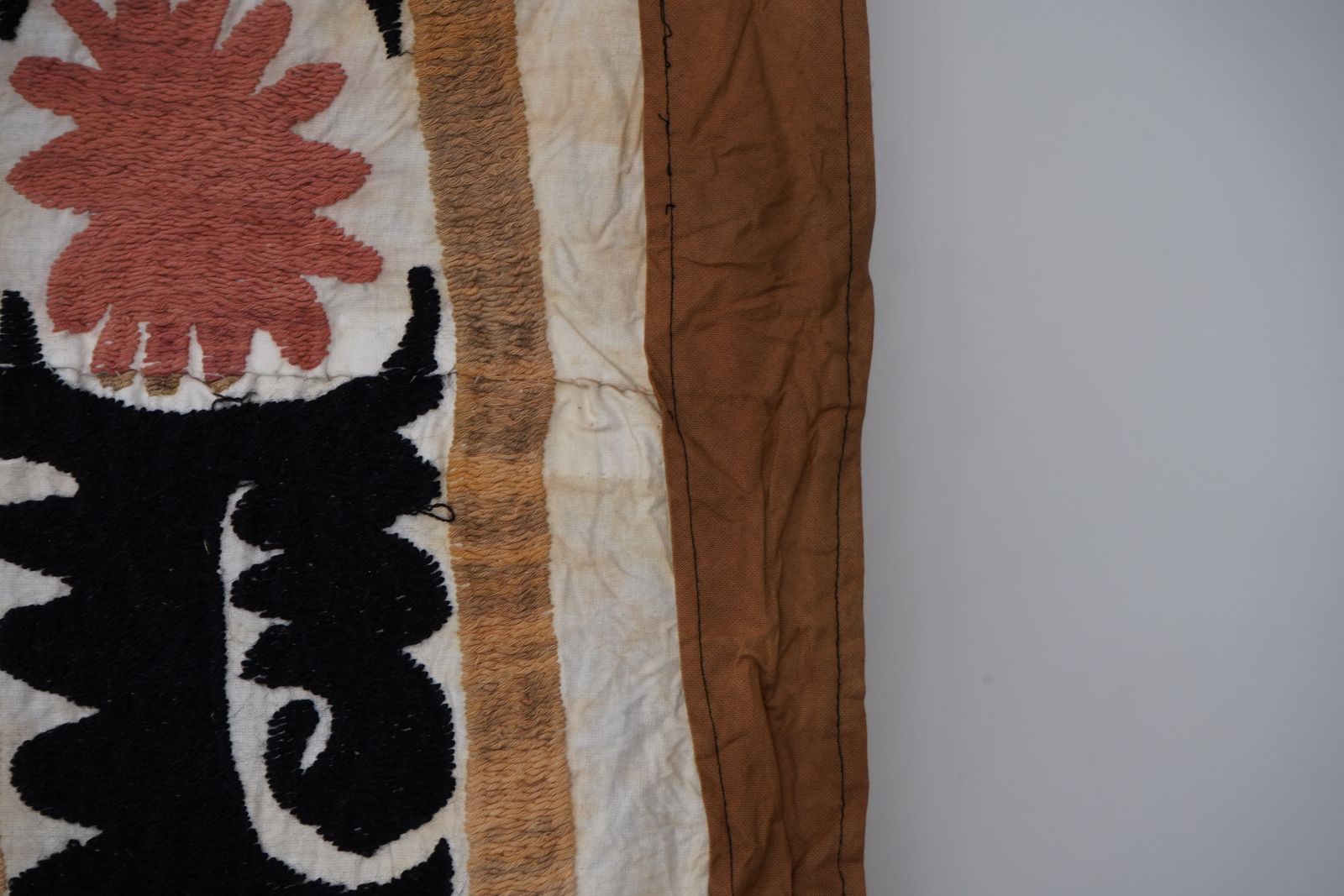 Vintage Black Suzani Wall Hanging, Ctton Embroidery, Extra Large Bedspread 7'2'' X 10'8'' photo 495.0
