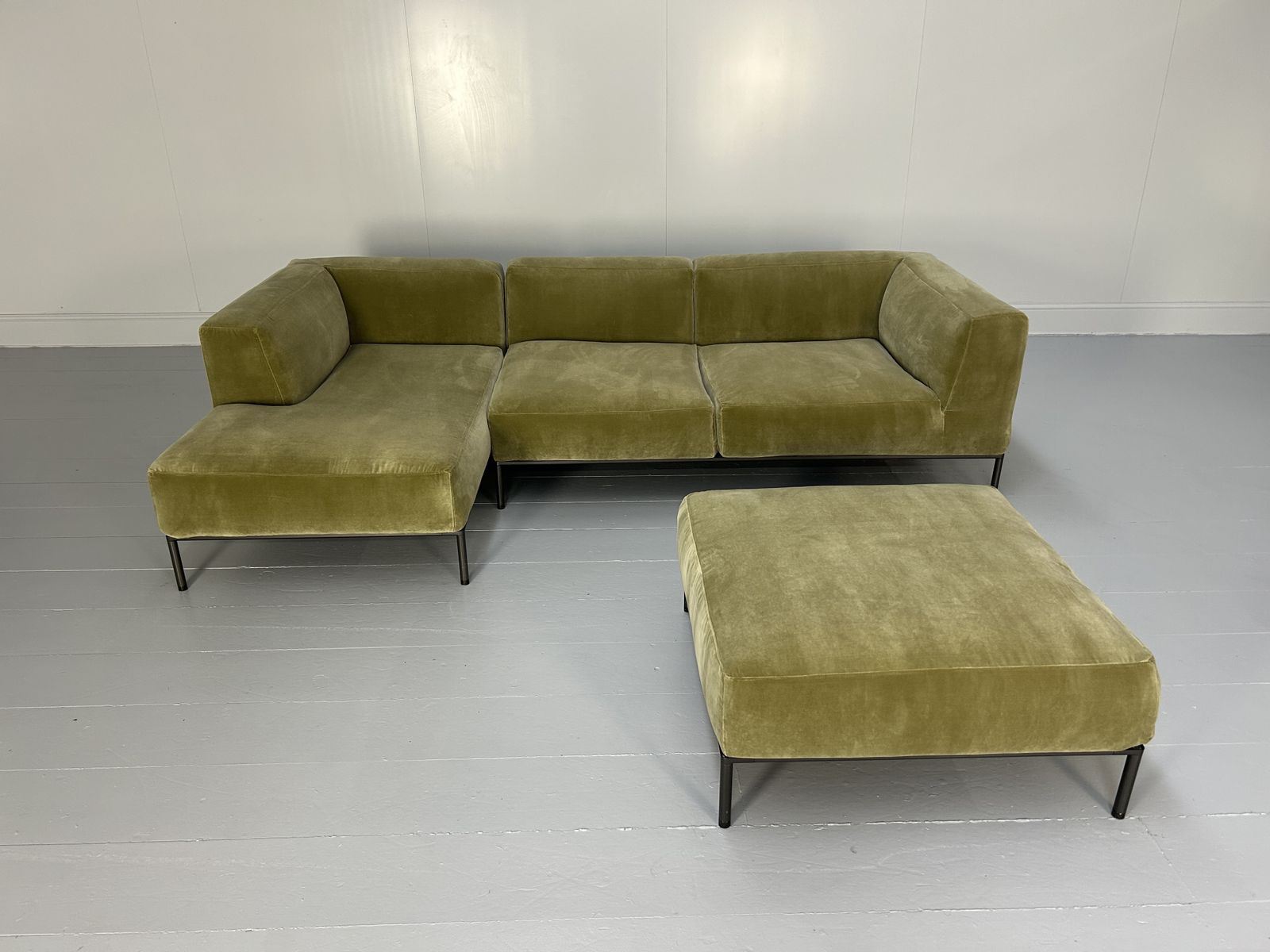 B&B Italia "Michel Effe" L Shape Sofa, Chaise And Footstools In Sage Velvet photo 8900.0