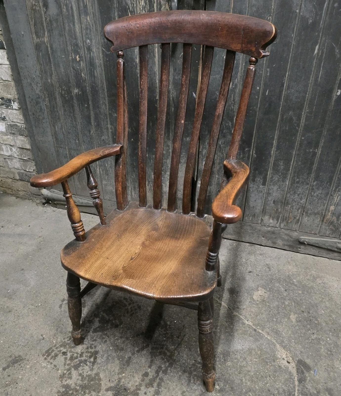Antique 19th Century Victorian Elm Windsor Chair Armchair photo furniture