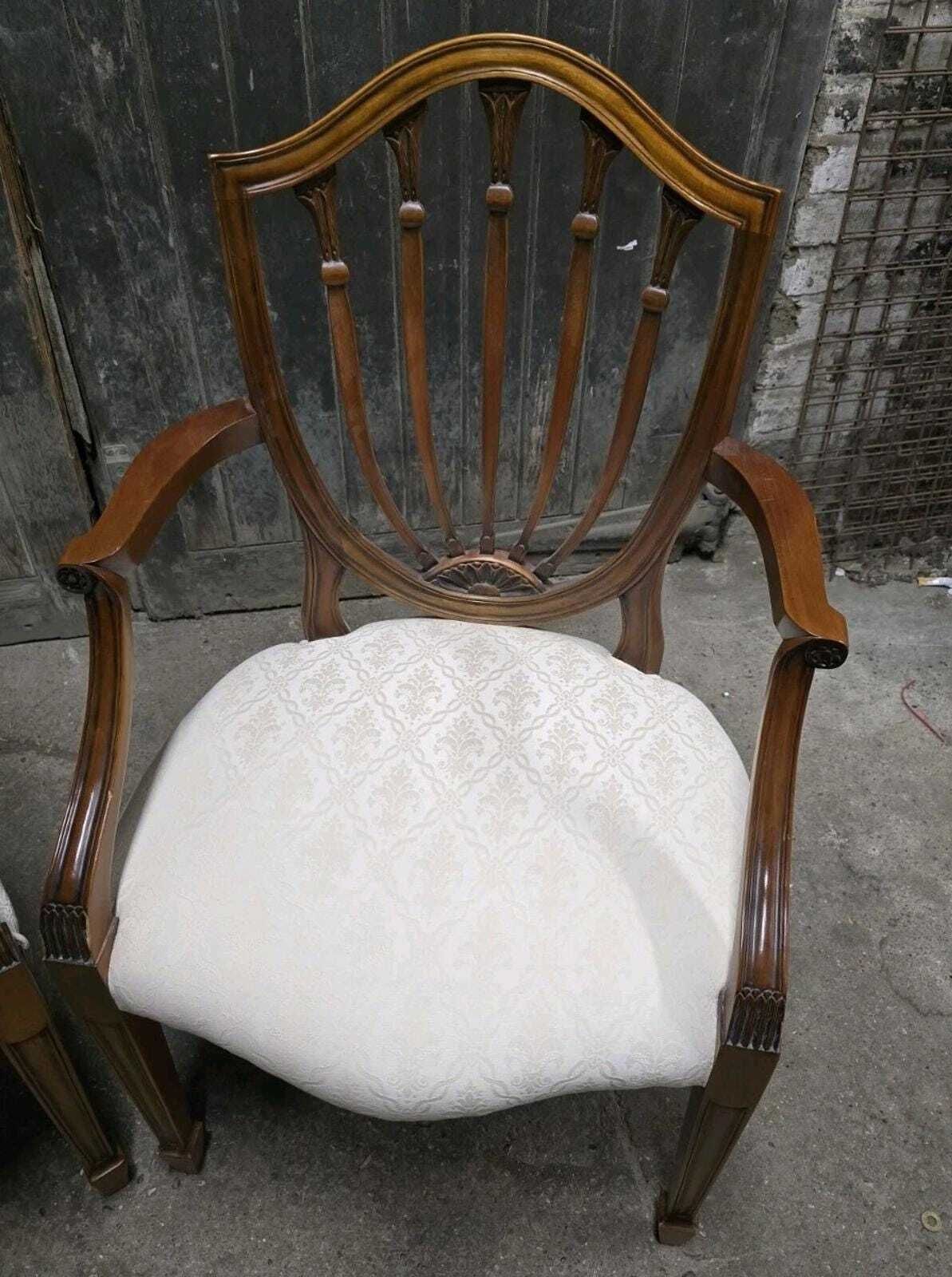 Pair Of Antique Style Hepplewhite Armchairs Bedroom Chairs photo vintage
